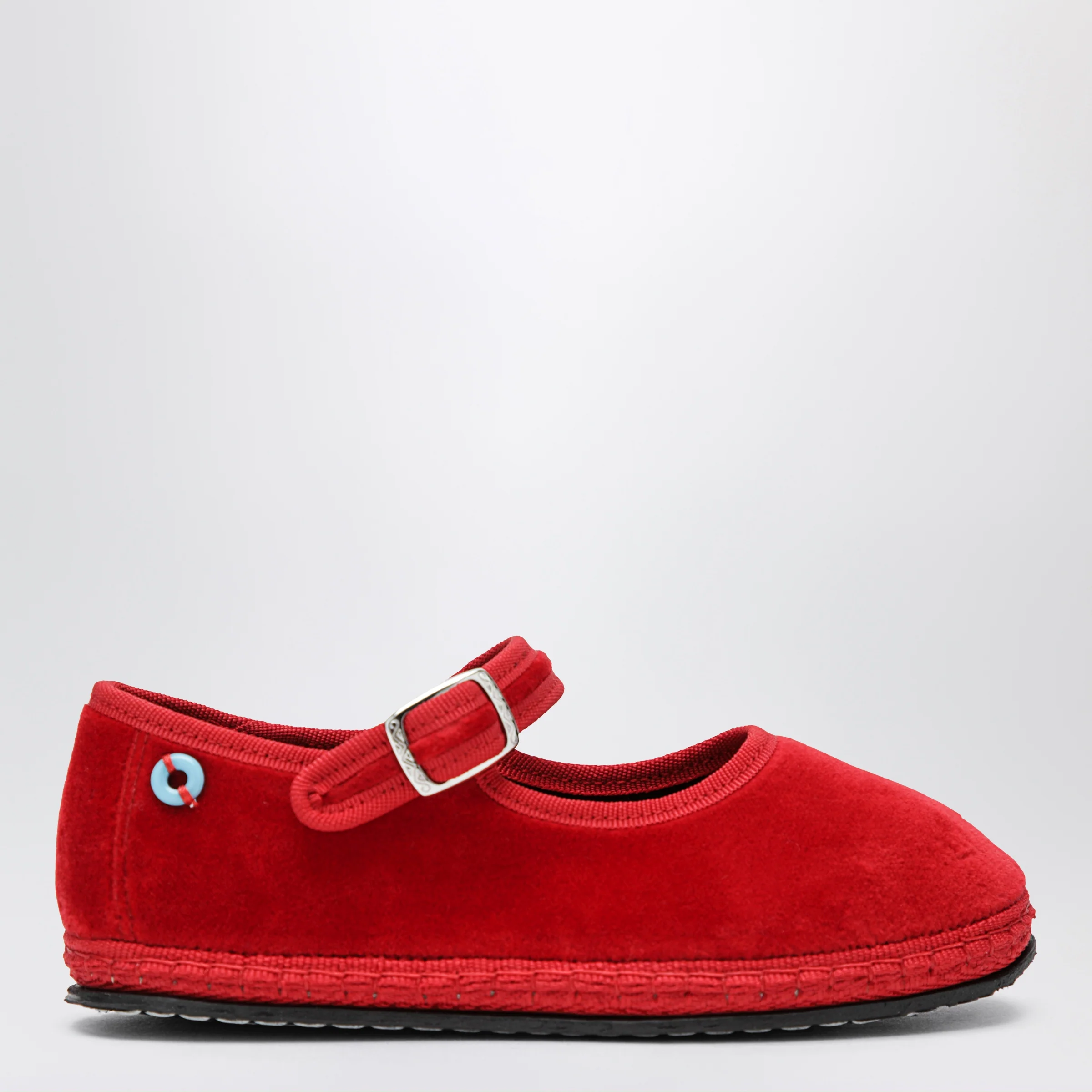 PIEDATERRE Red velvet Mary Jane shoes
