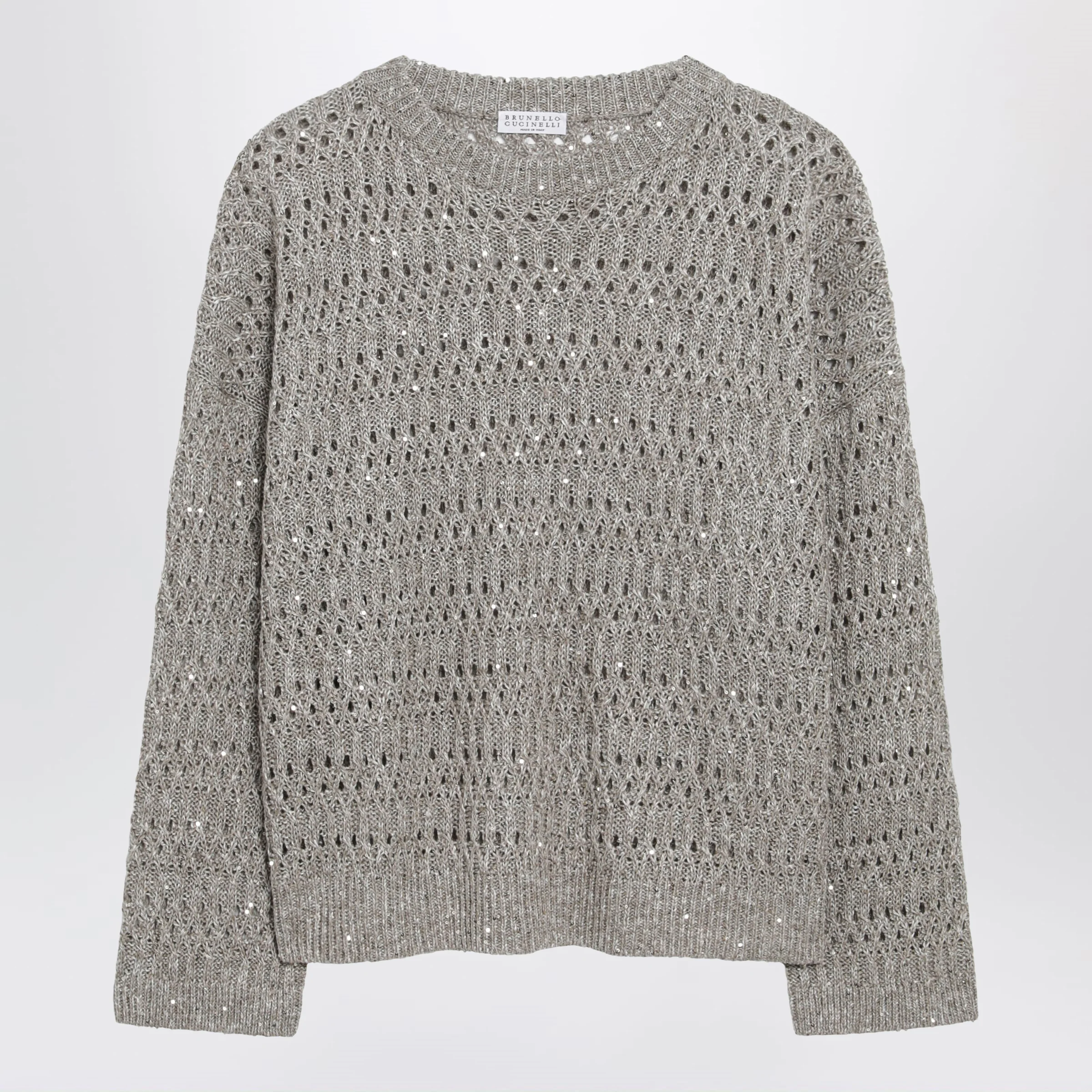 Brunello Cucinelli Crochet crewneck sweater with sequins