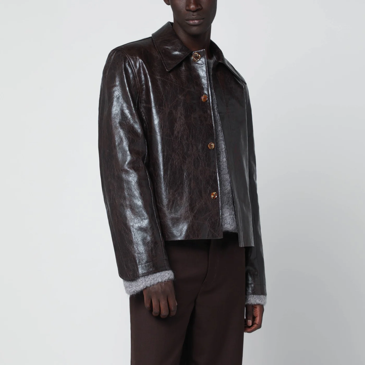 Séfr Keane brown jacket in coated polyester