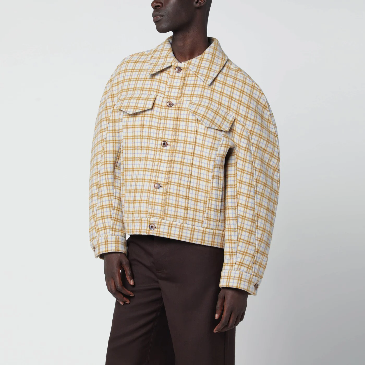 Séfr Matthieu jacket in checked wool cloth