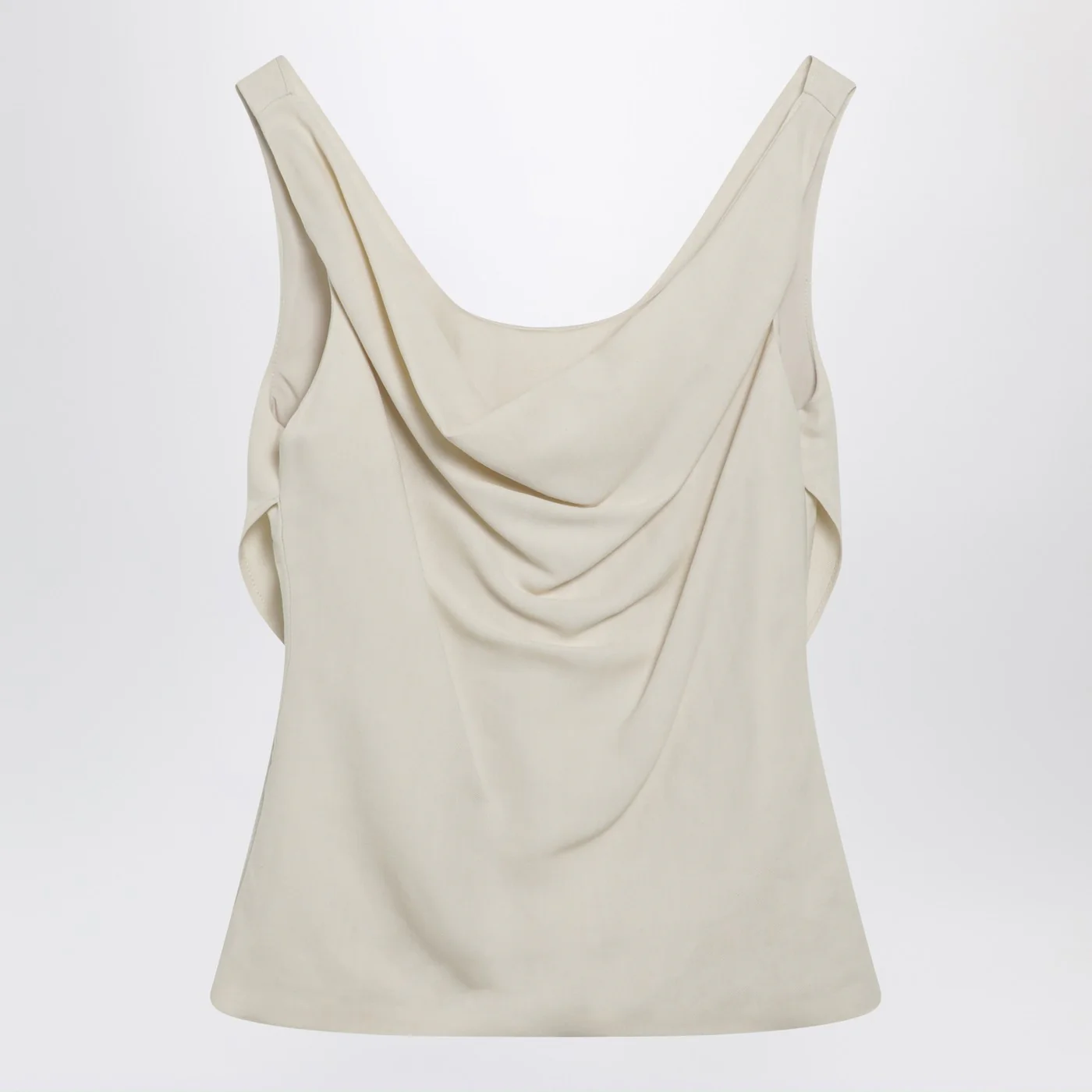 Brunello Cucinelli Cream-colored top in Fluid viscose and linen twill