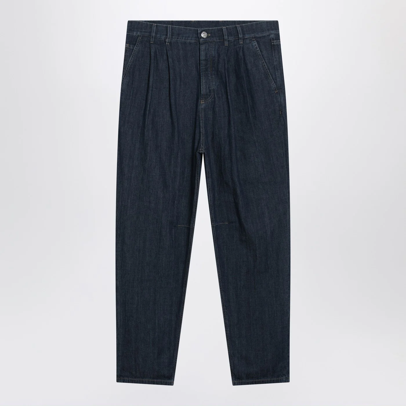 Brunello Cucinelli Slim-fit jeans with pleats in blue denim