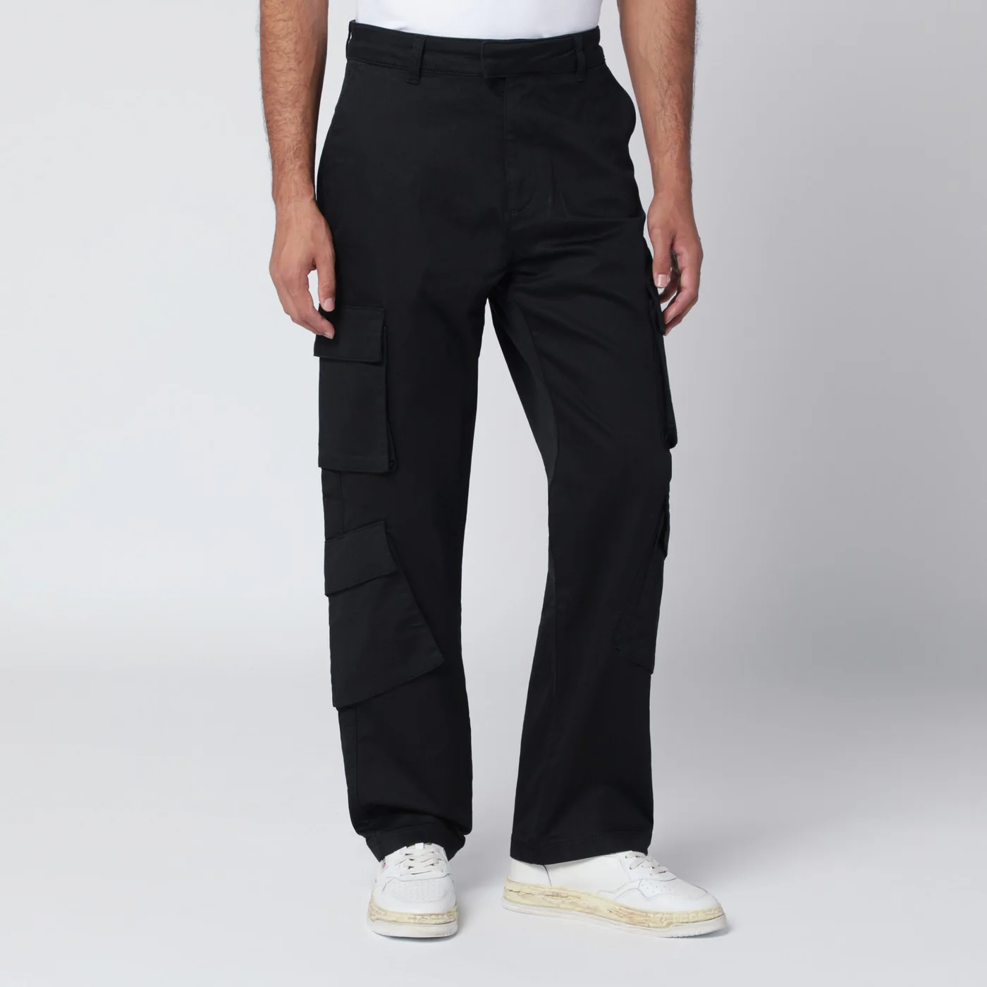 Represent Black cotton cargo trousers