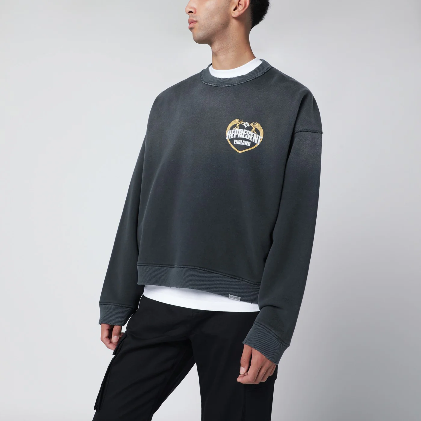 Represent Washed-effect black cotton sweatshirt