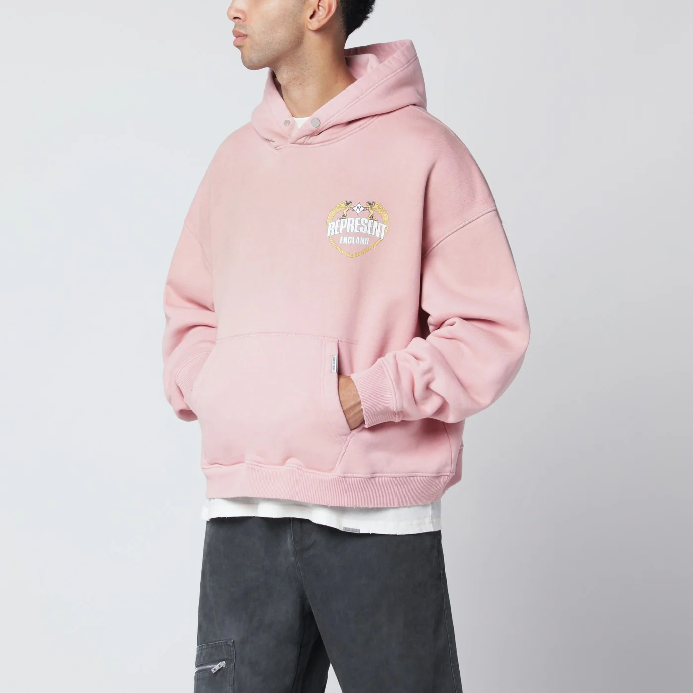 Represent Washed-effect pink hoodie