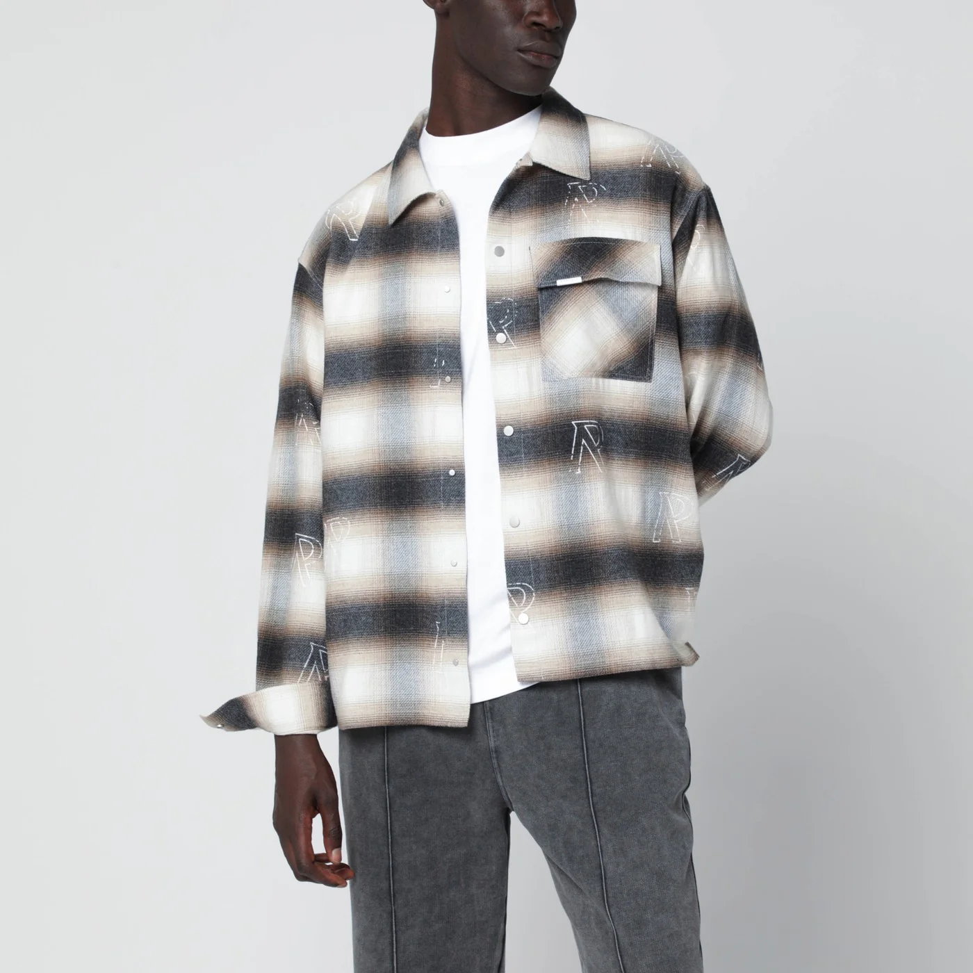 Represent Milk-colored flannel checked shirt