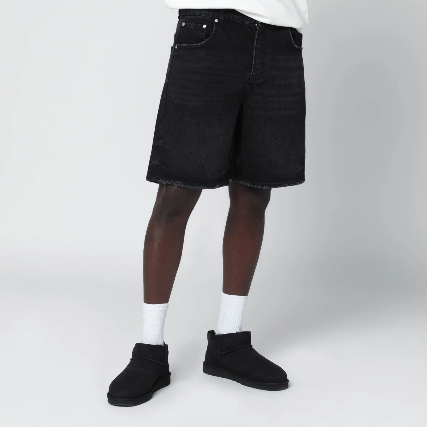 Represent Black denim Bermuda shorts