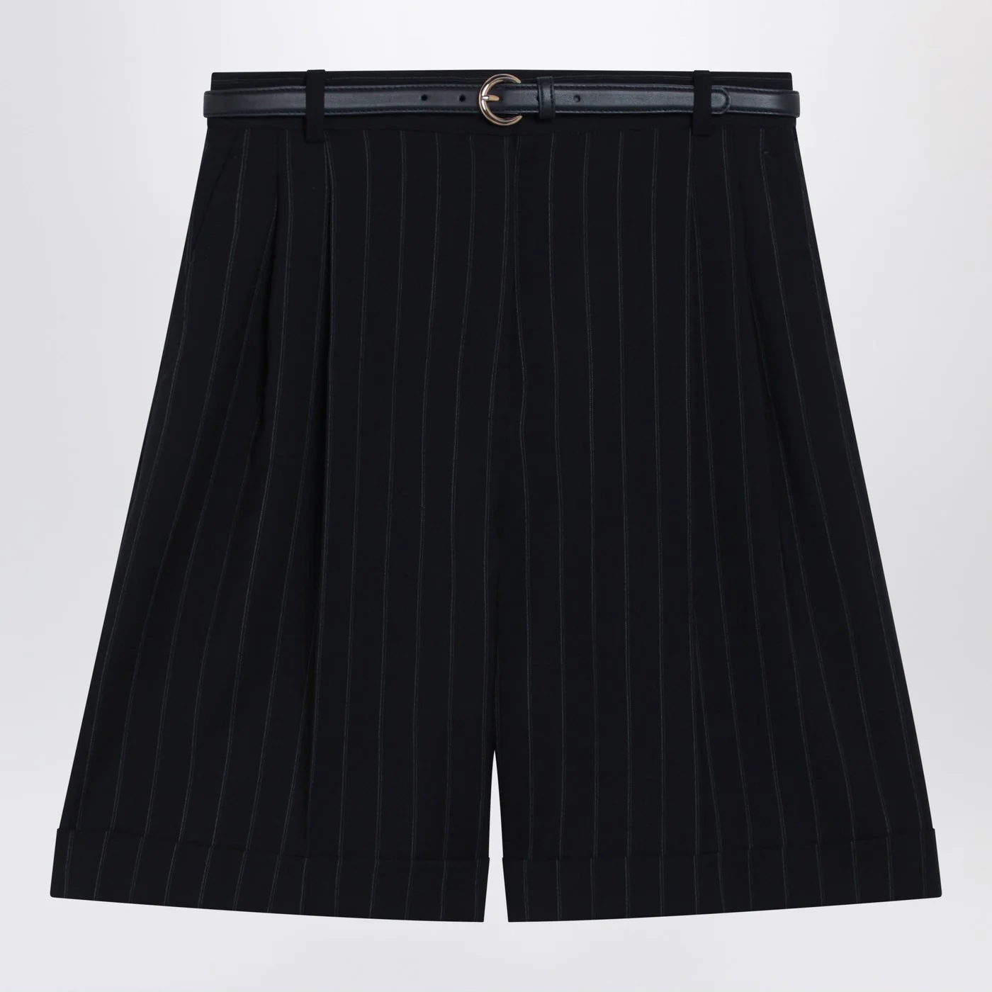 Max Mara Studio Blue pinstripe wool bermuda shorts