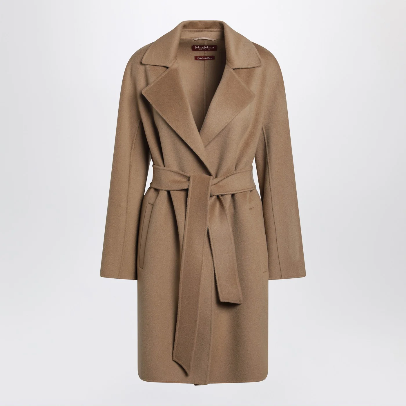 Max Mara Studio Camel wrap coat in cashmere and wool