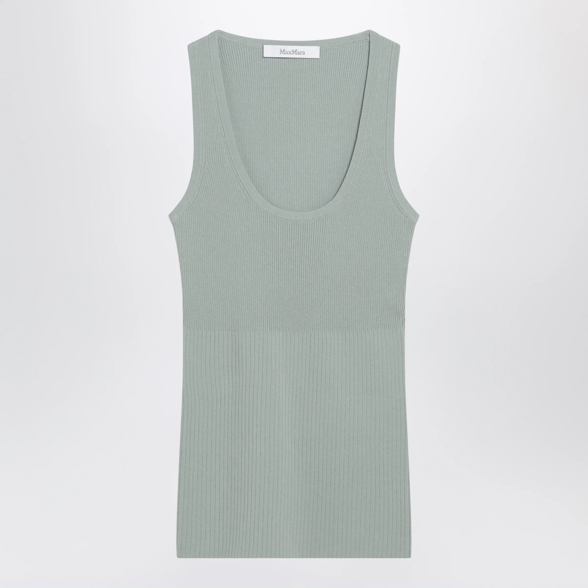 Max Mara Sleeveless ribbed top in sage green technical yarn