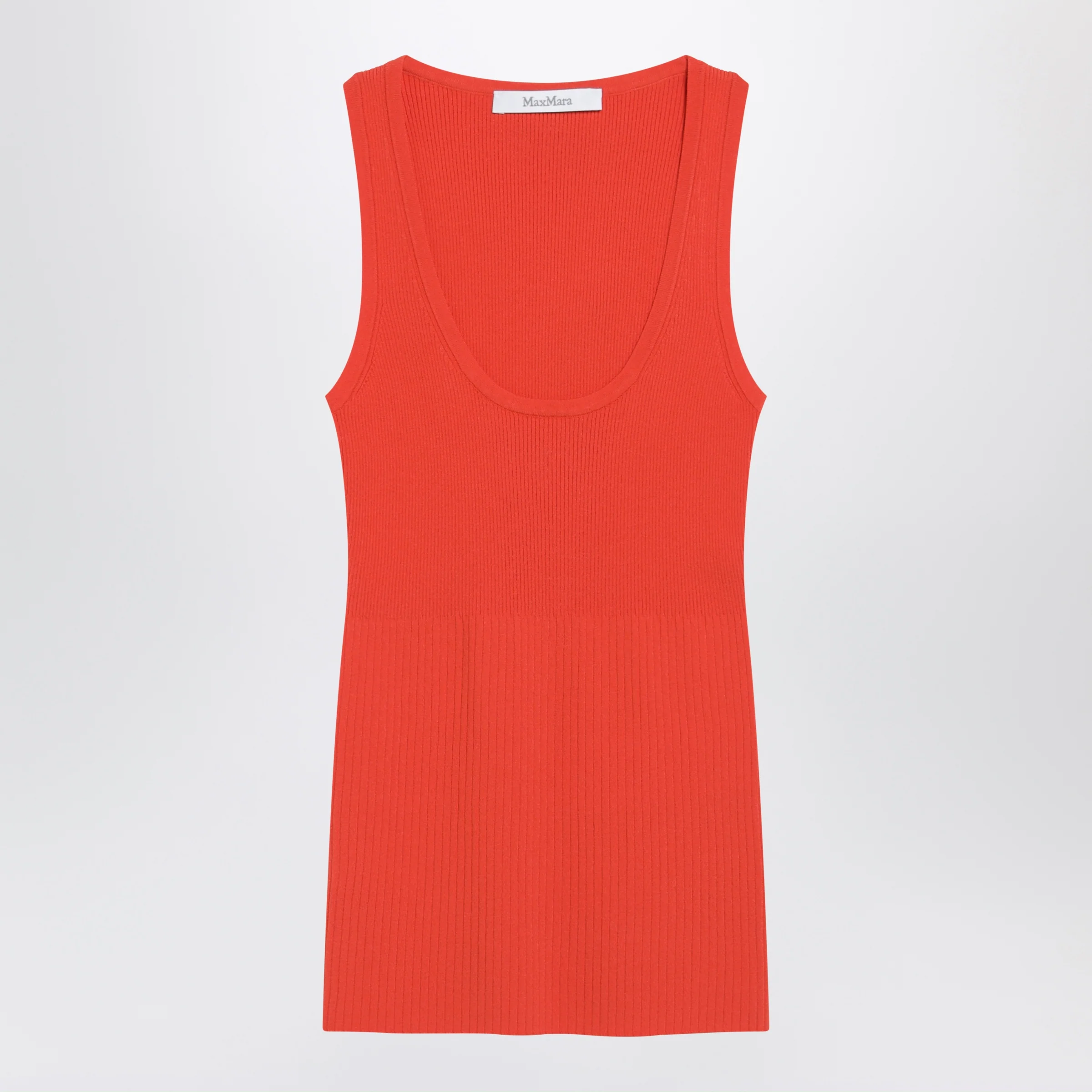 Max Mara Coral red ribbed technical yarn top