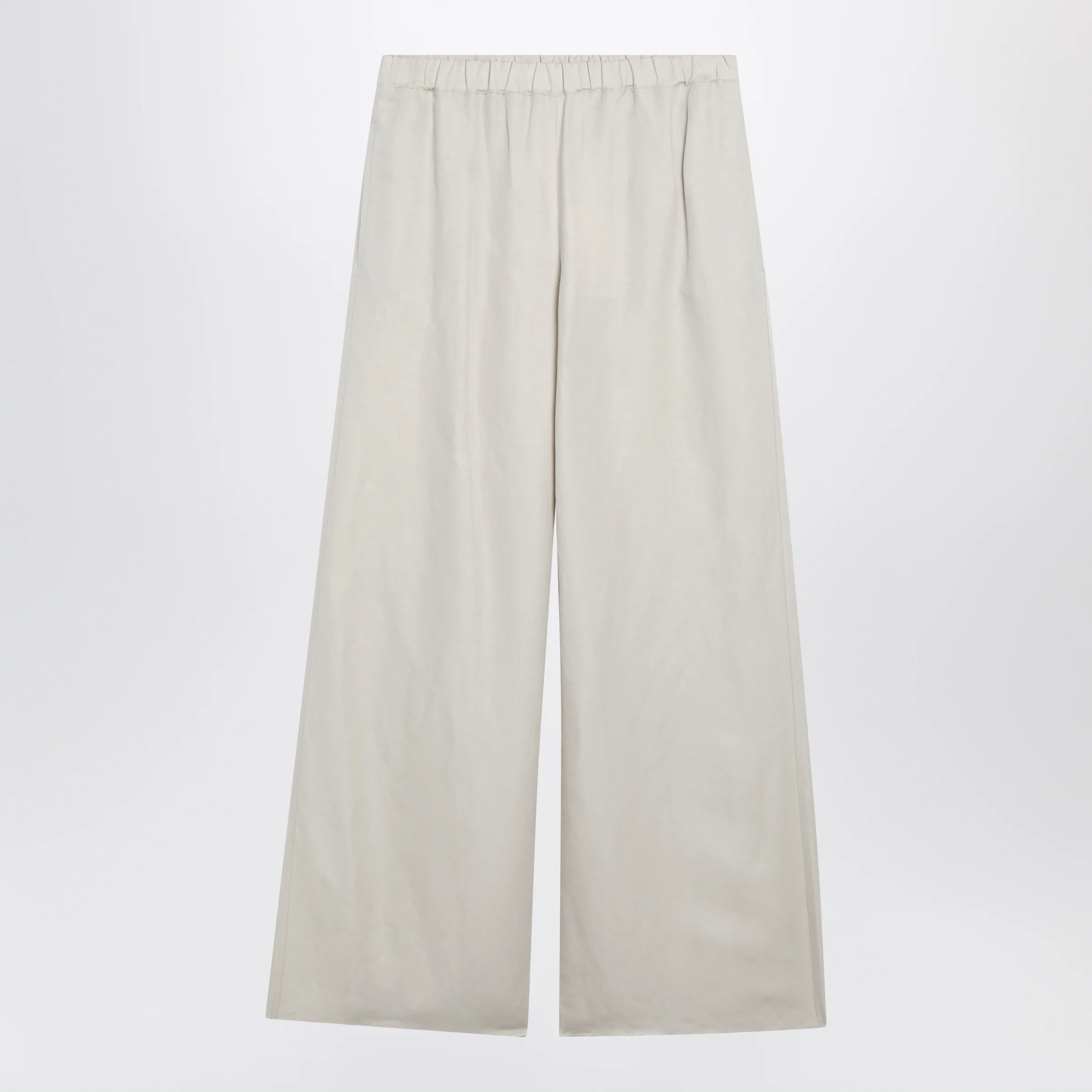 Max Mara Wide-leg linen and silk twill trousers in beige