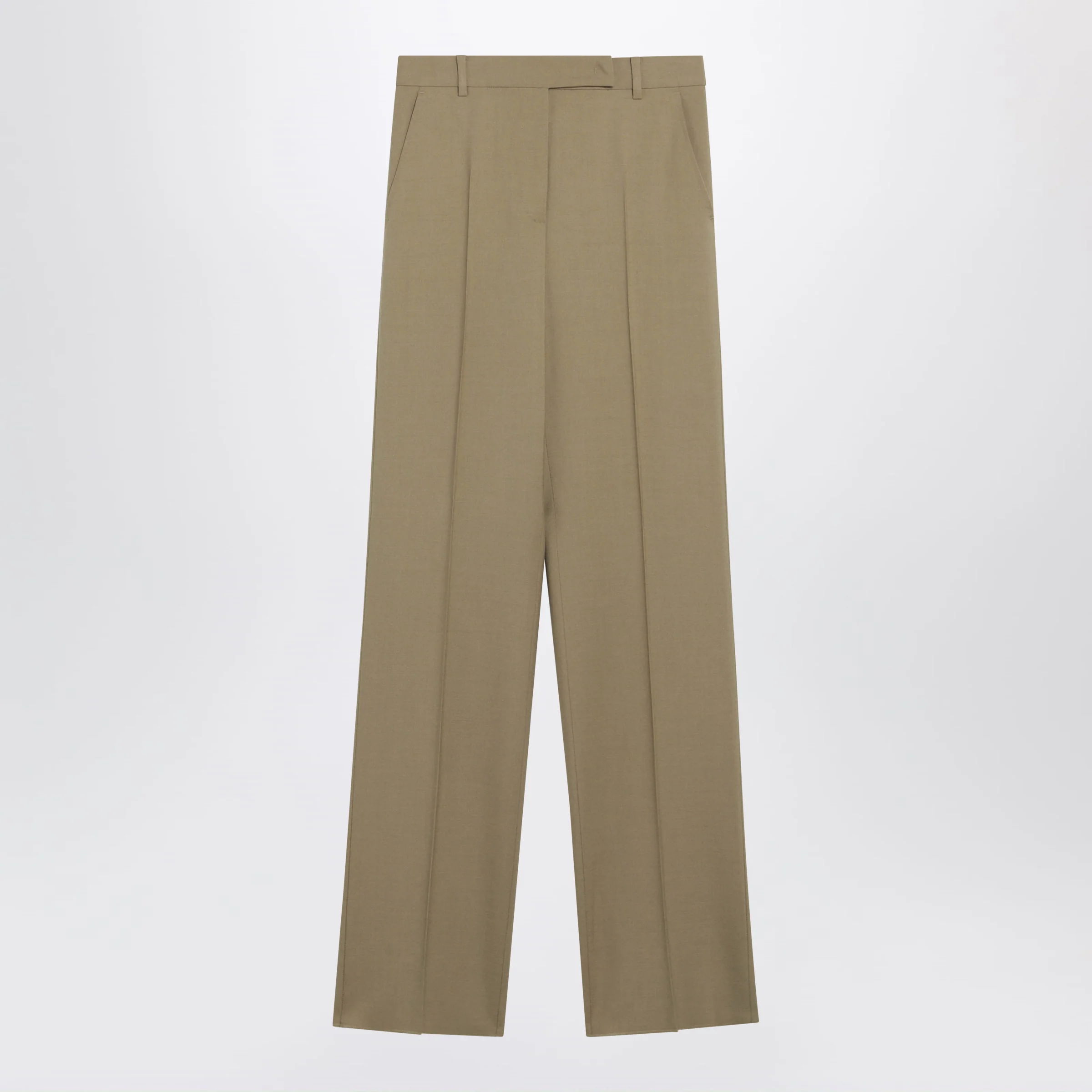 Max Mara Wide-leg trousers in camel wool and silk poplin