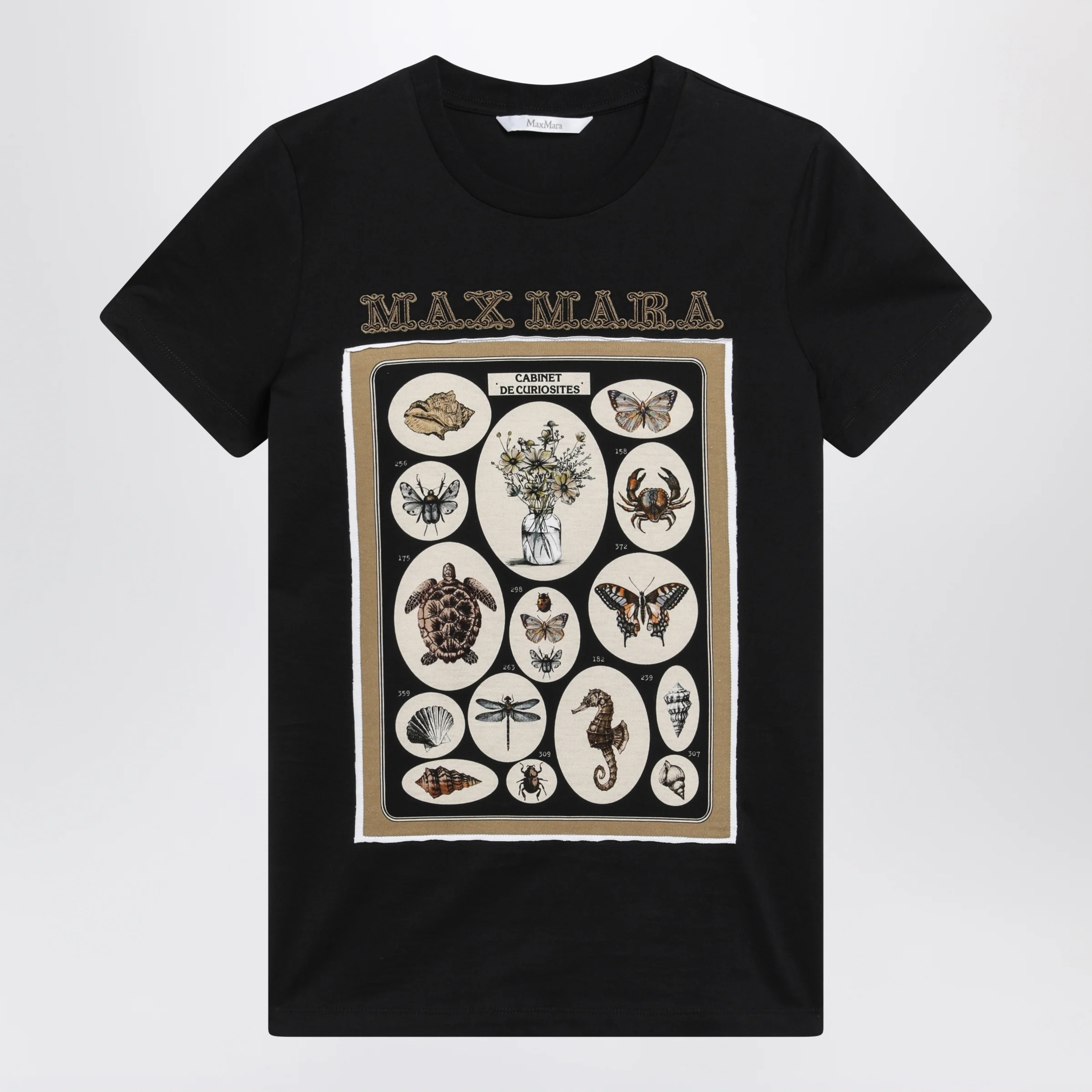 Max Mara Black cotton jersey T-shirt with front print