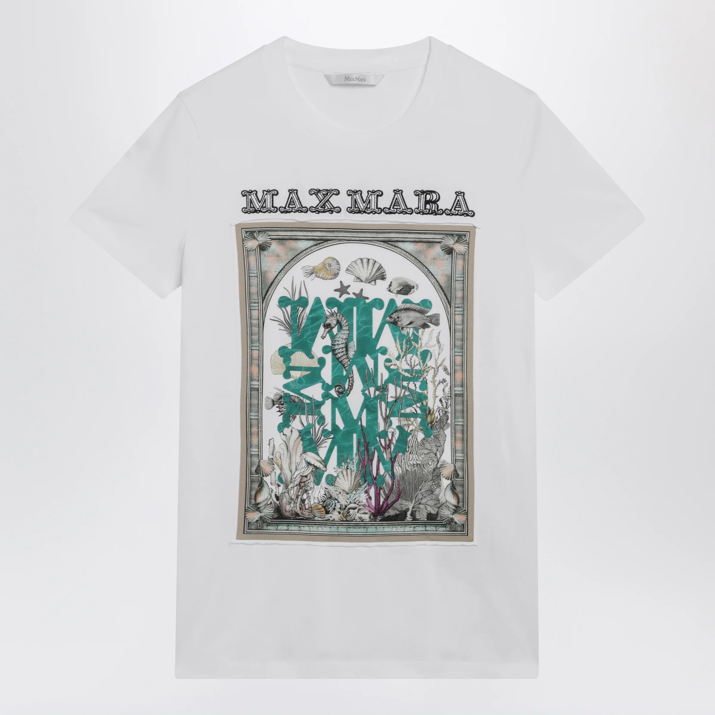 Max Mara Optical white cotton jersey T-shirt with front print