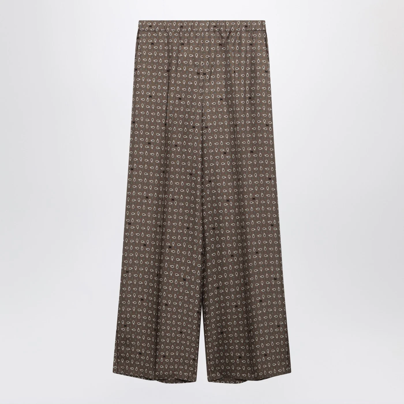 Max Mara Mud-coloured printed silk trousers