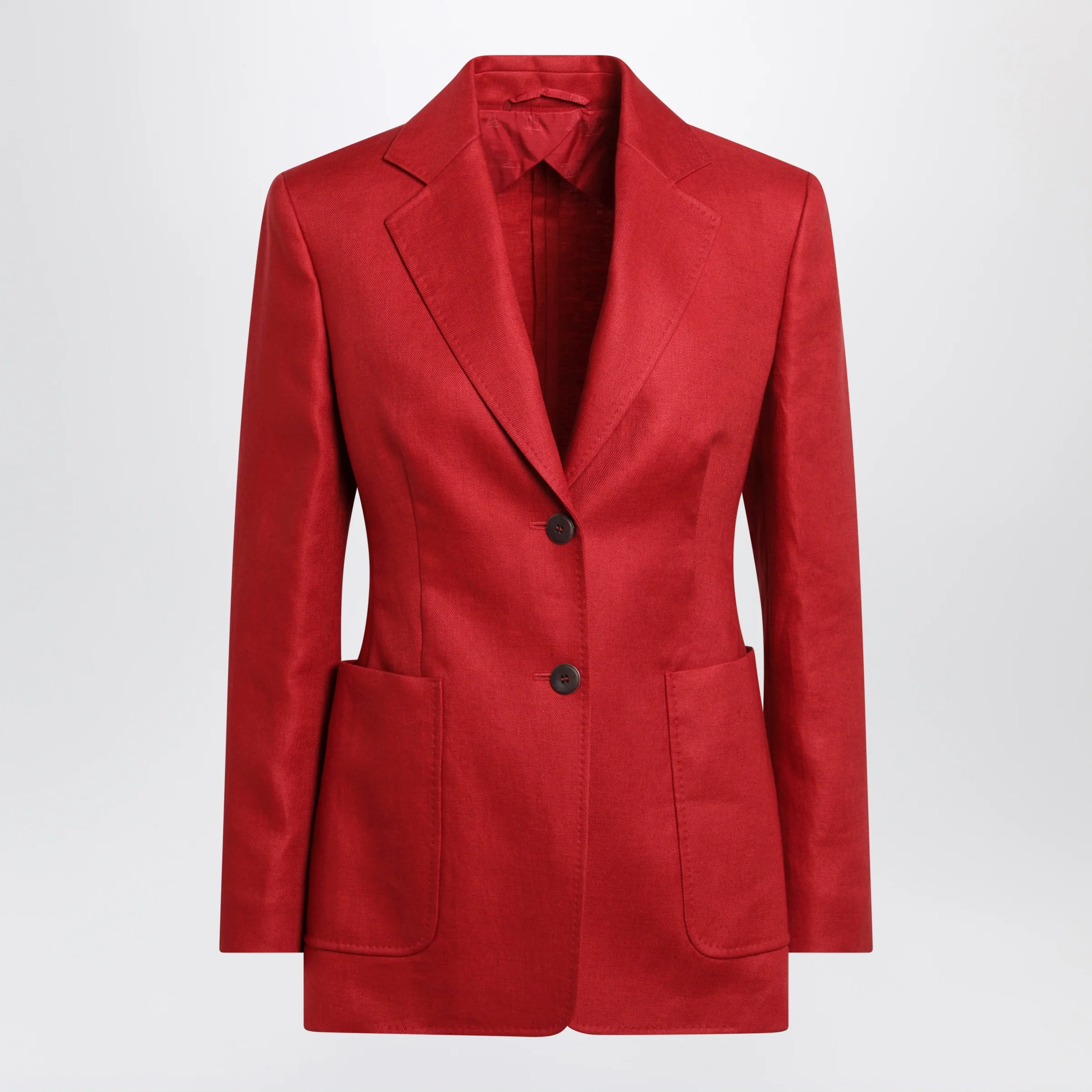 Max Mara Semi-fitted single-breasted blazer in red linen