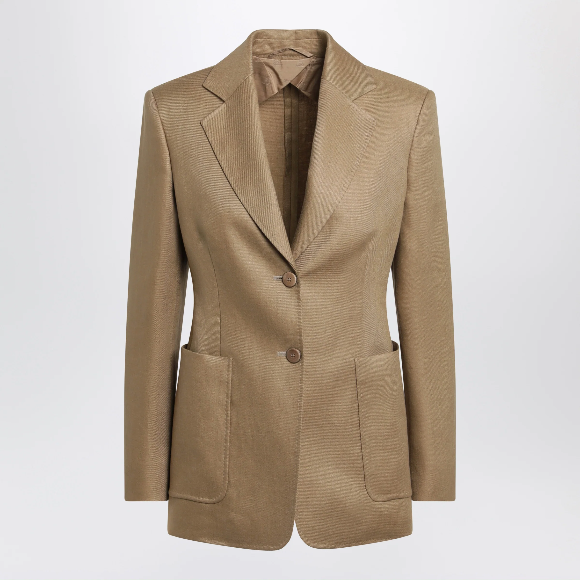 Max Mara Semi-fitted single-breasted blazer in beige linen