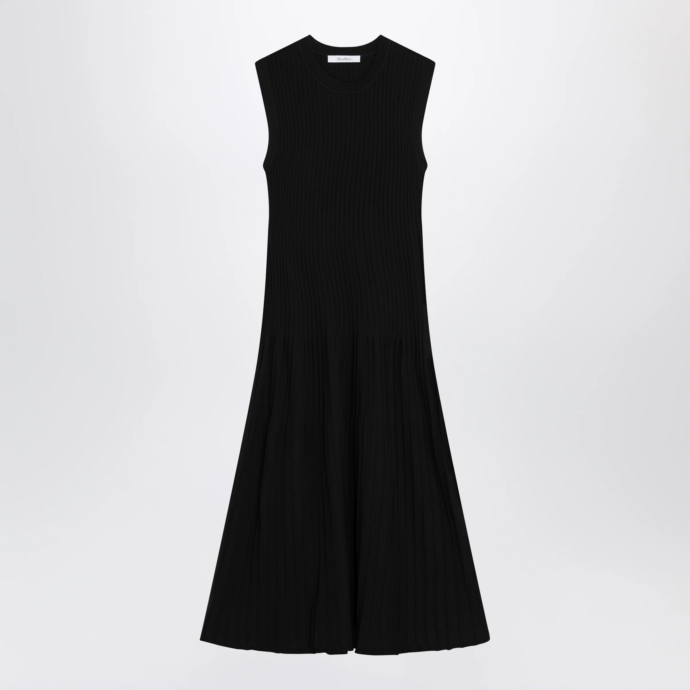 Max Mara Midi fit-and-flare ribbed viscose crêpe dress in black
