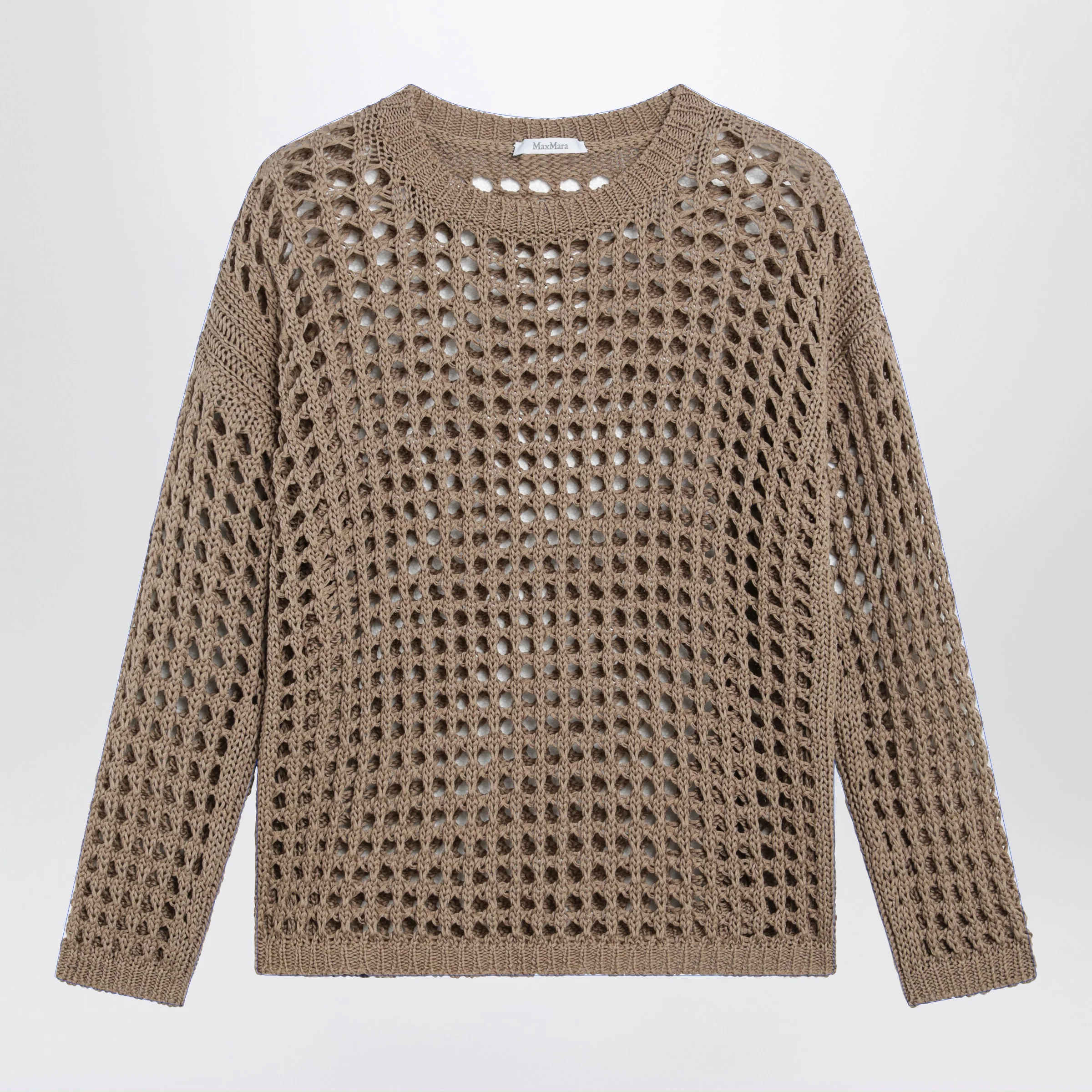 Max Mara Cotton mesh long-sleeve sweater in Desert