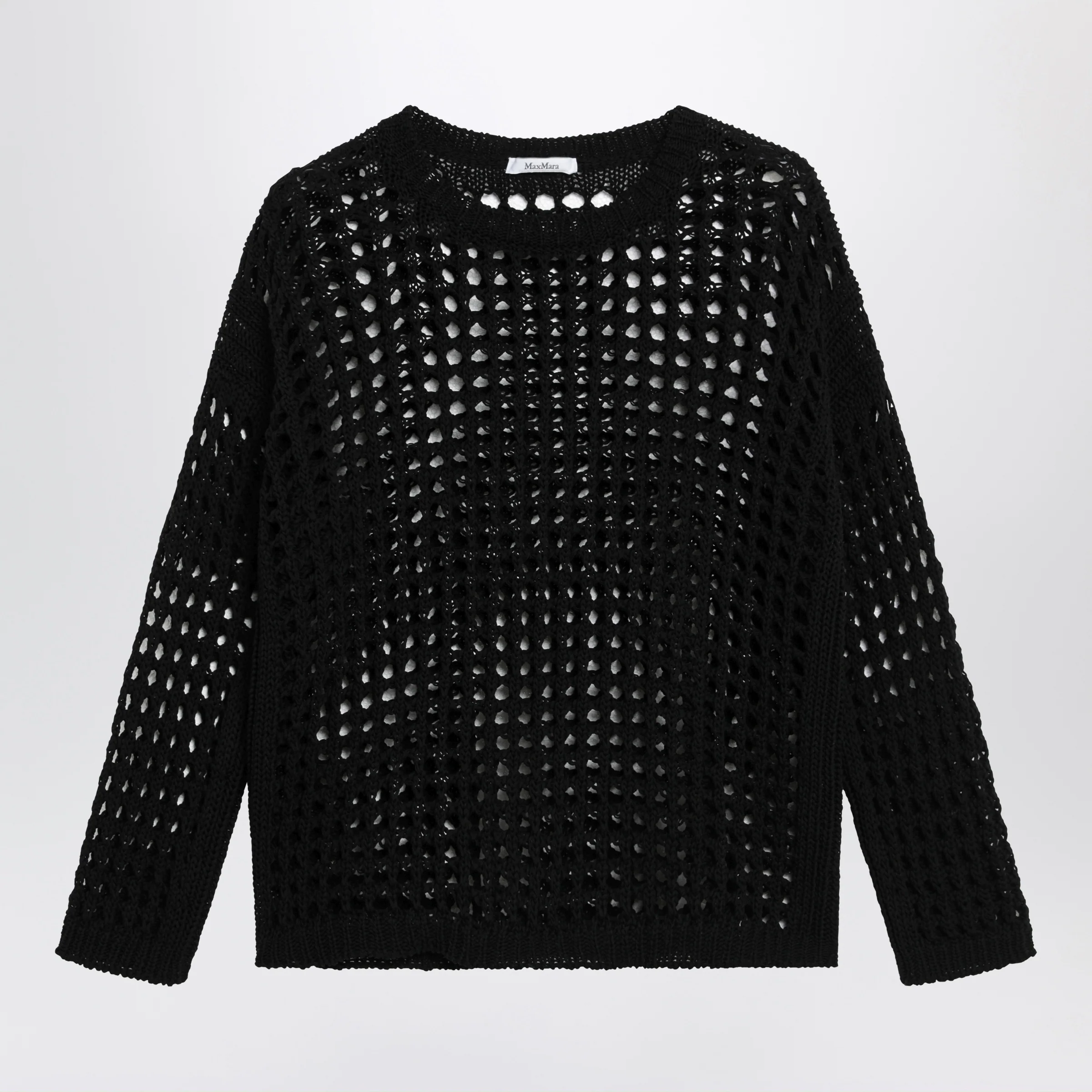 Max Mara Cotton mesh long-sleeve sweater in Black
