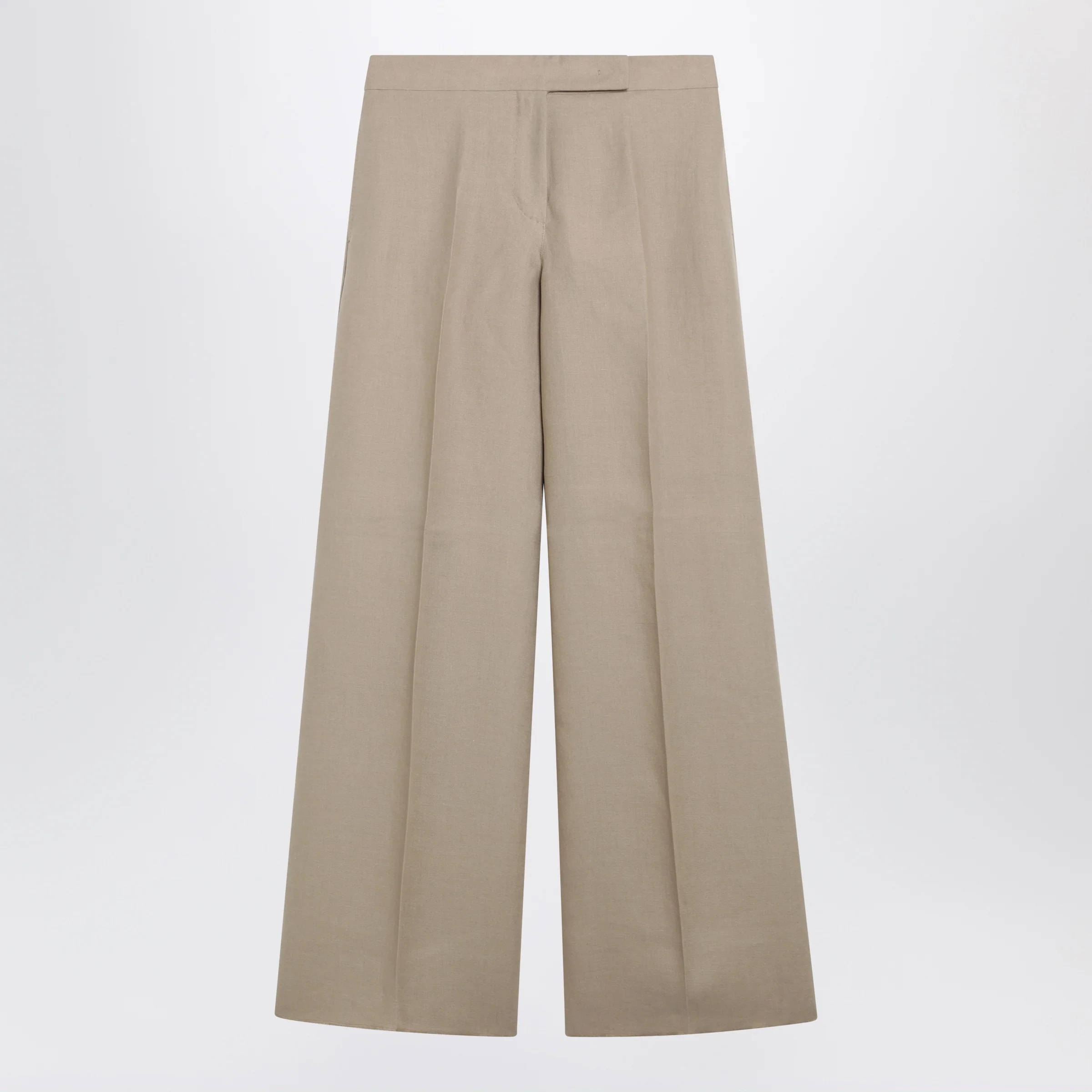 Max Mara Regular-fit linen natté trousers in sand