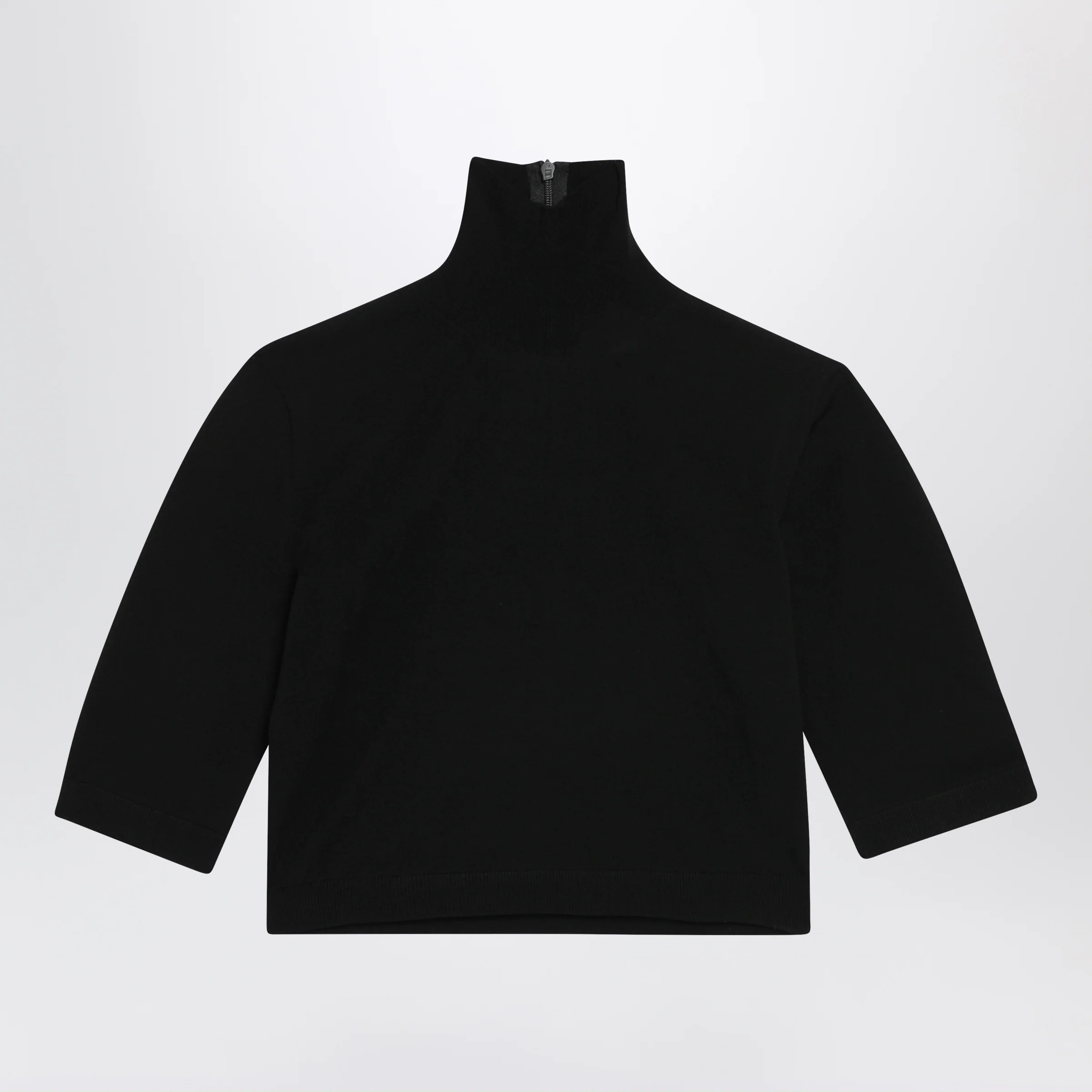 Max Mara Cropped turtleneck sweater in stretch viscose, black