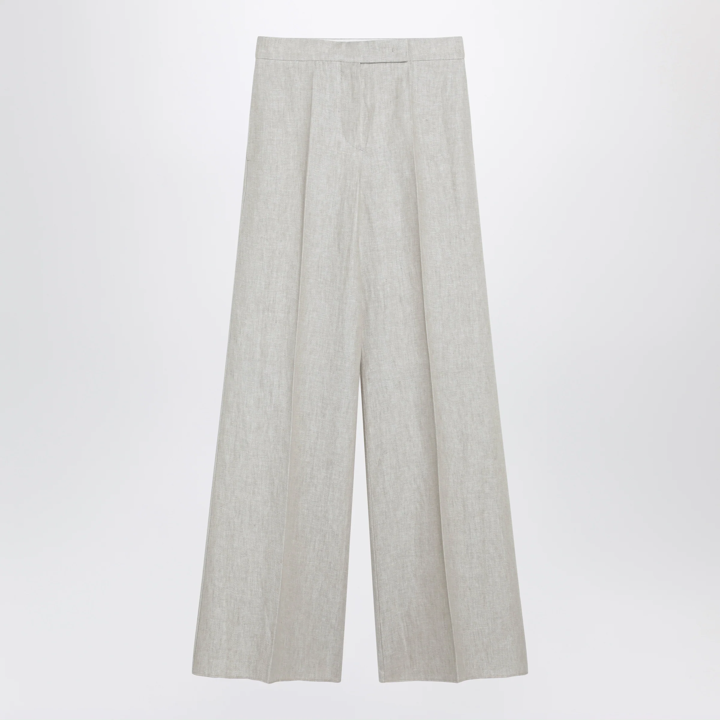 Max Mara Wide-leg trousers in brown/grey linen drill