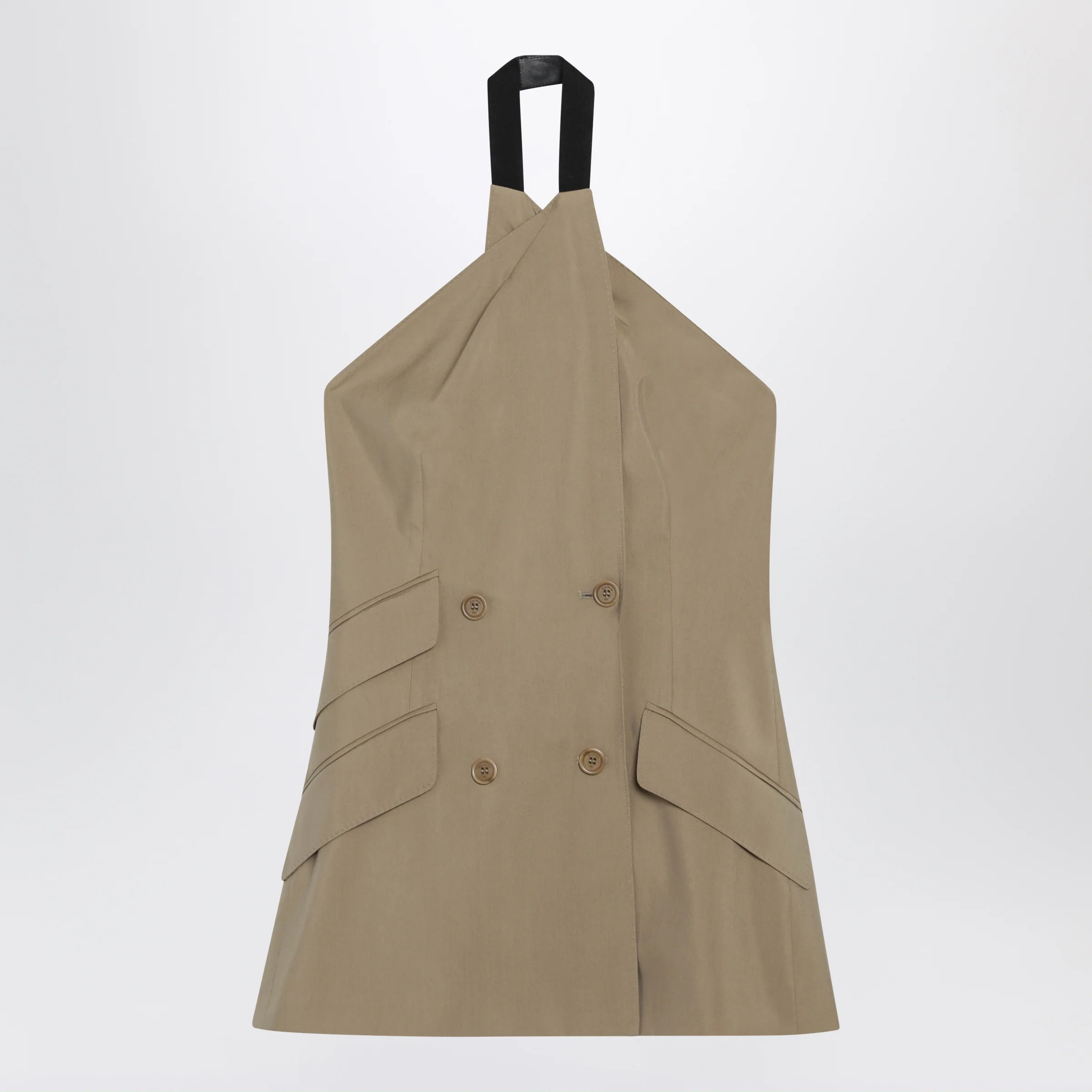 Max Mara Sleeveless jacket in sand-colored wool and silk poplin