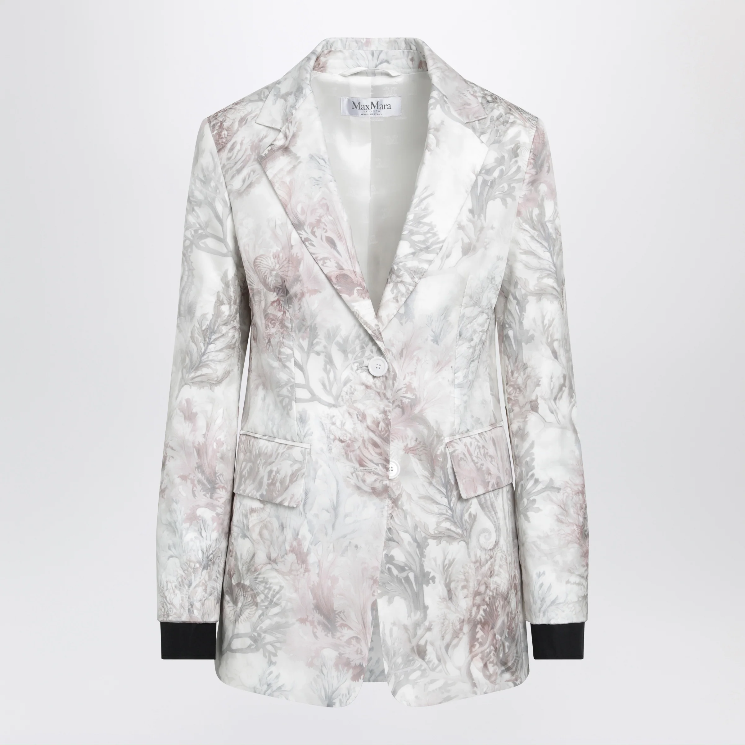 Max Mara Slim blazer in printed organza and cotton gabardine