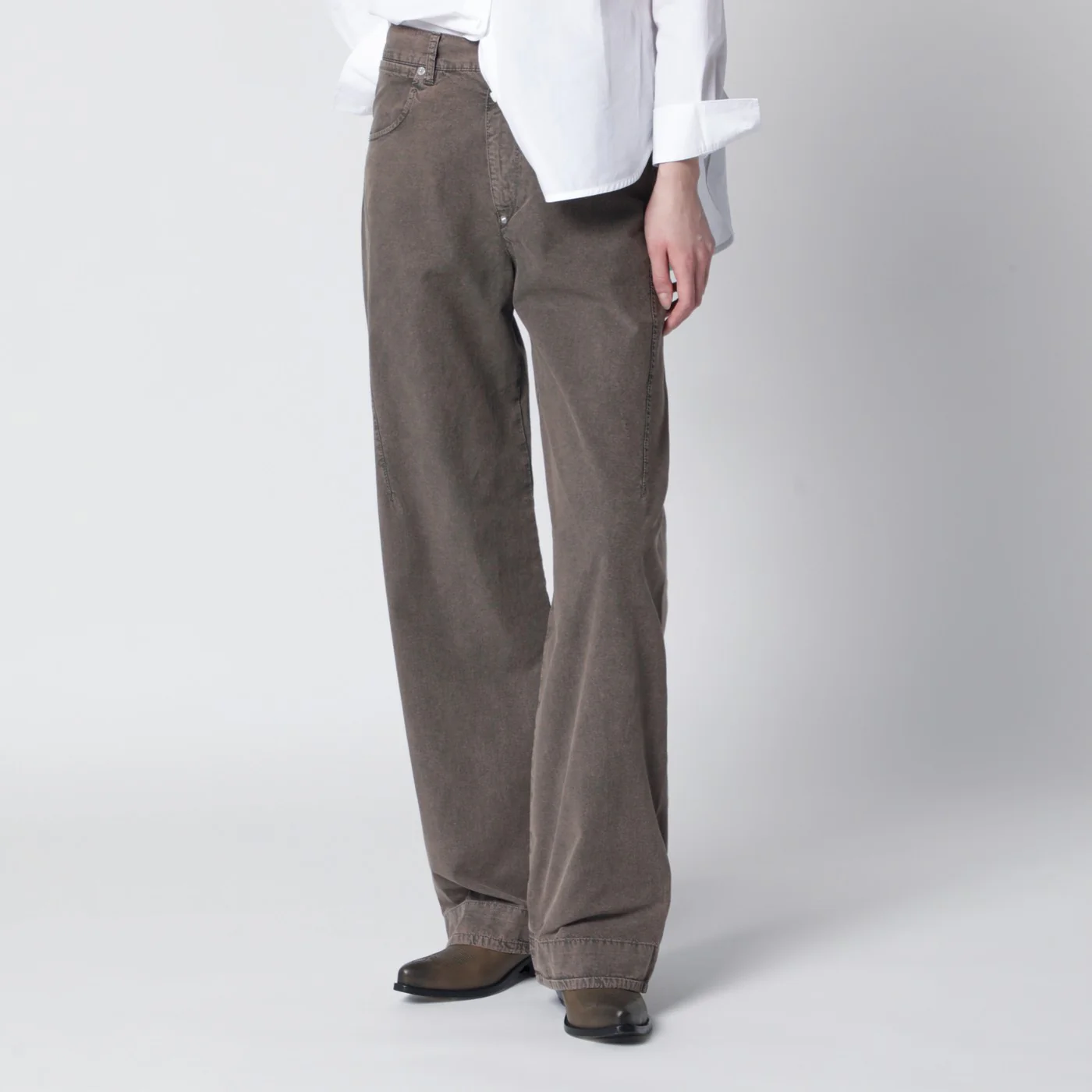6397 Washed olive green wide-leg jeans