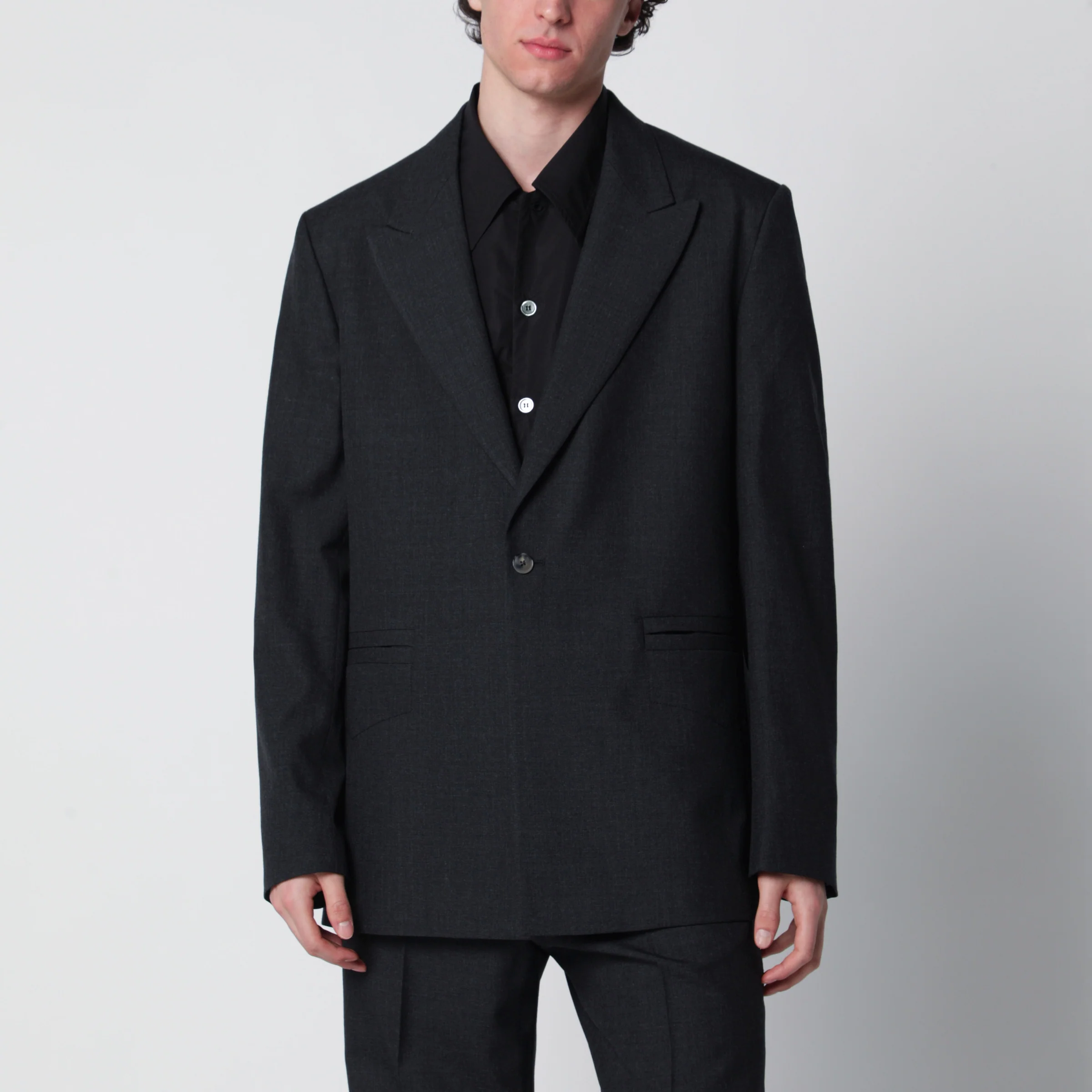 NAMACHEKO Single-Breasted Jacket Grey Pattern in Wool
