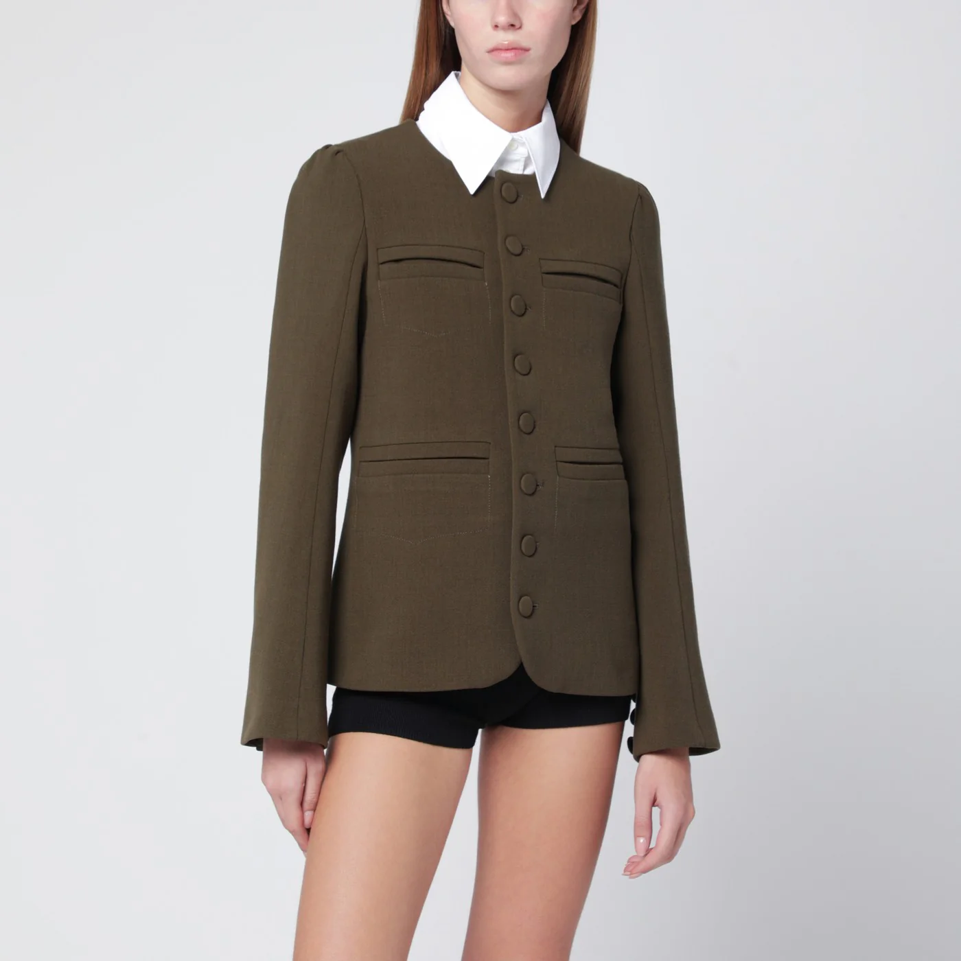 NAMACHEKO Moss green wool-blend jacket