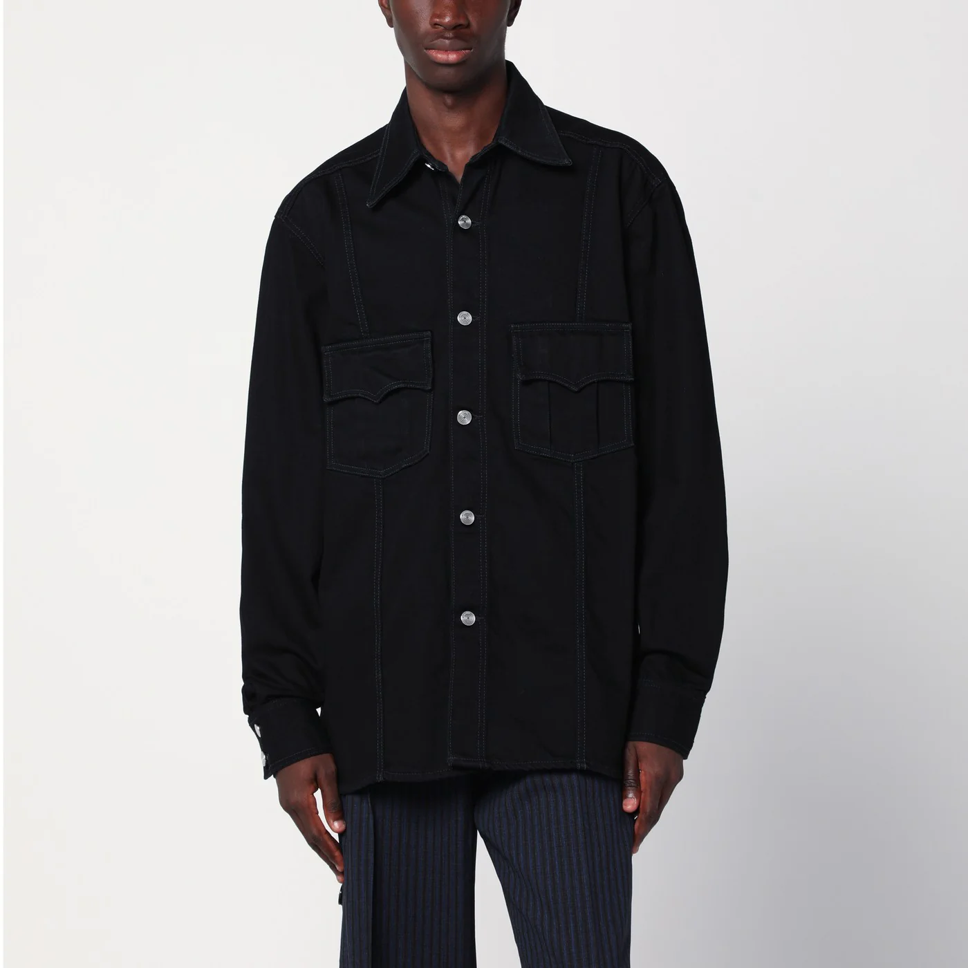 NAMACHEKO Black denim shirt jacket