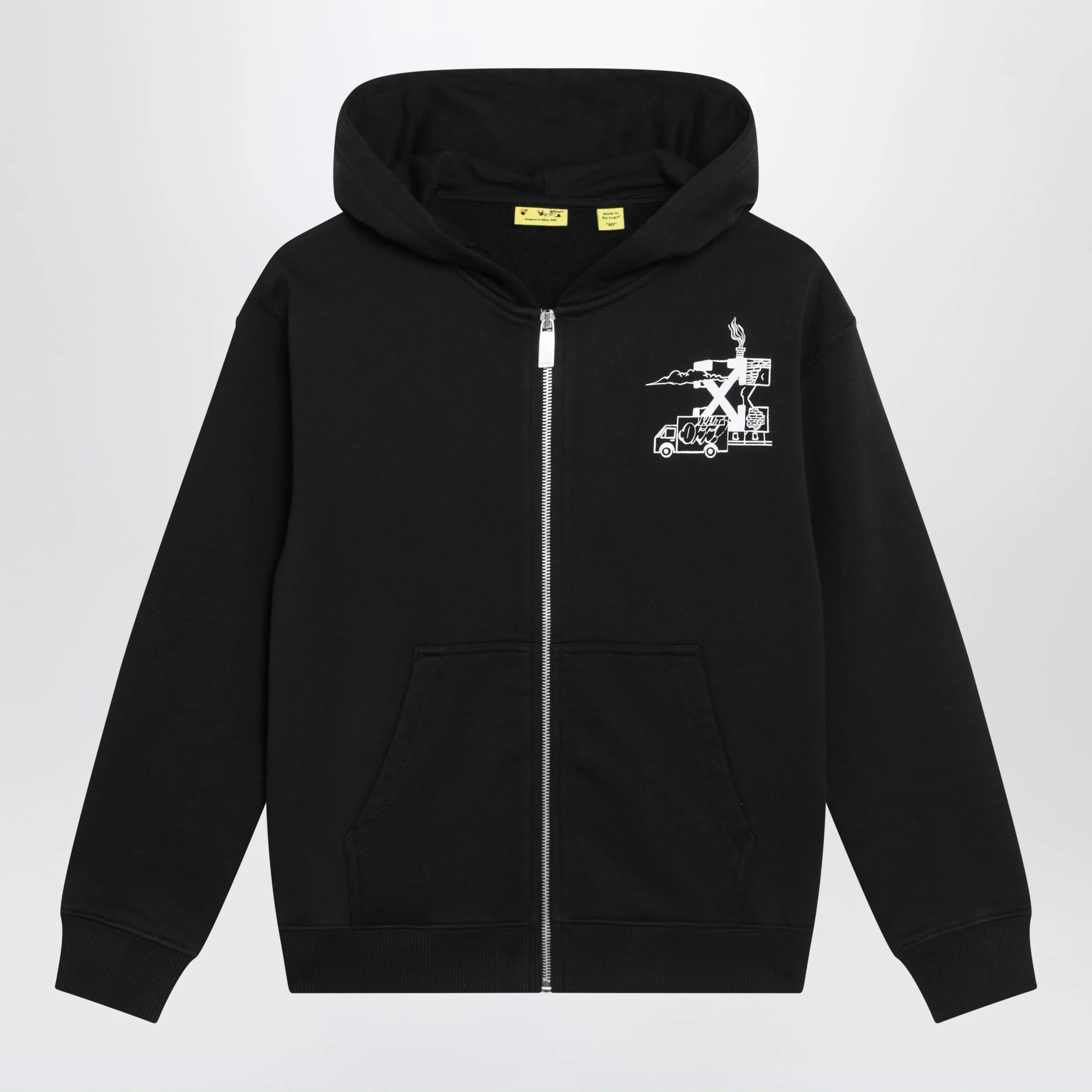 Off-White™ Black zip hoodie with logo prints