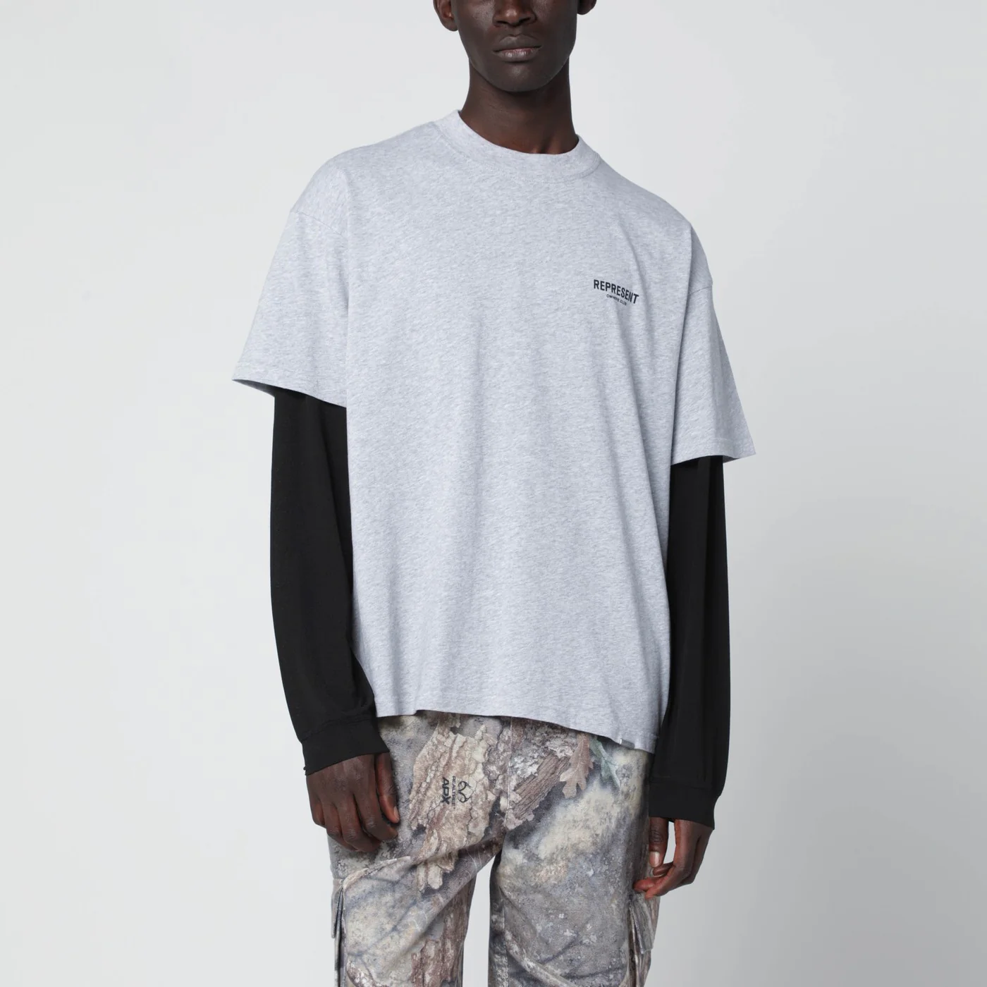 Represent Grey cotton T-shirt with logo