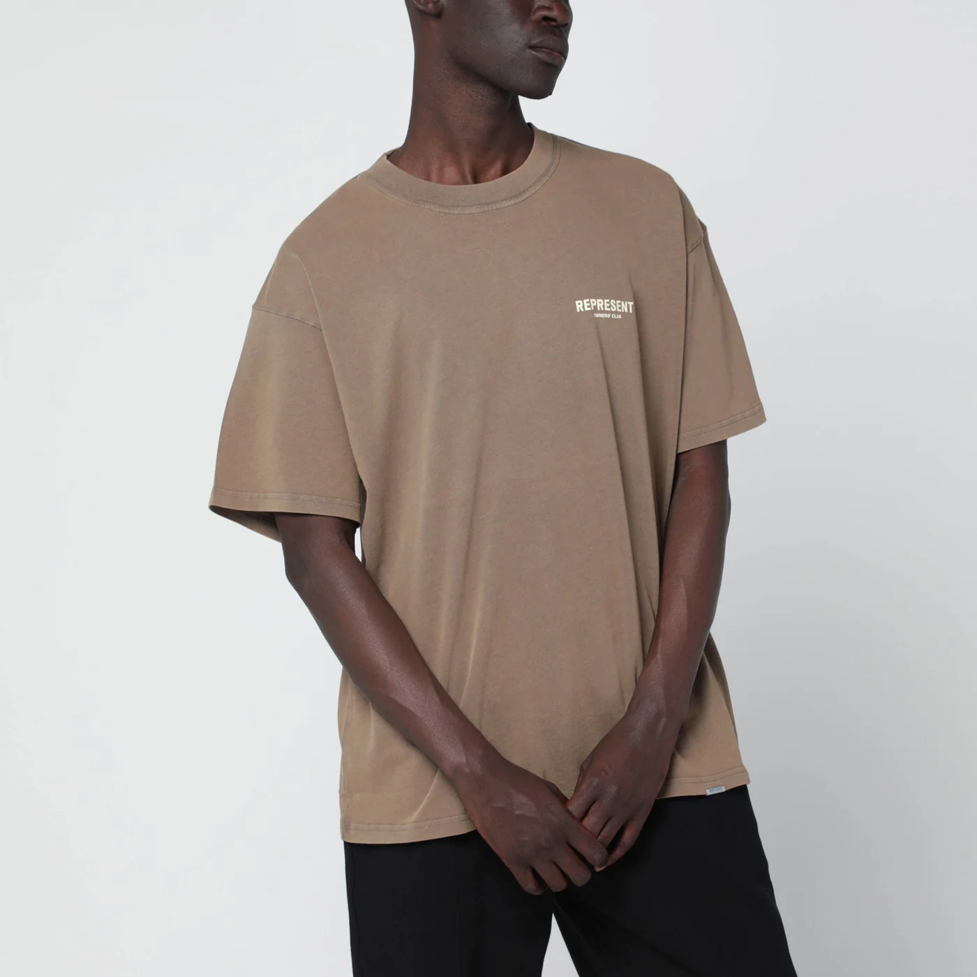 Represent Light brown cotton T-shirt with logo