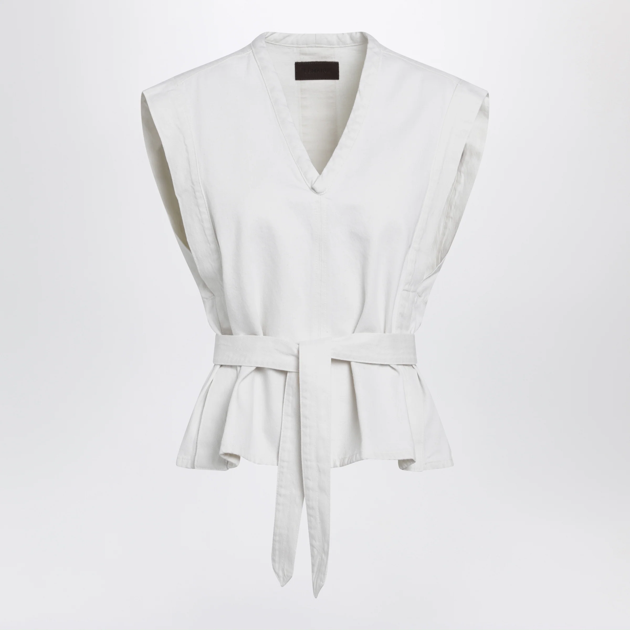 LEMAIRE White Chasuble shirt in bleached denim