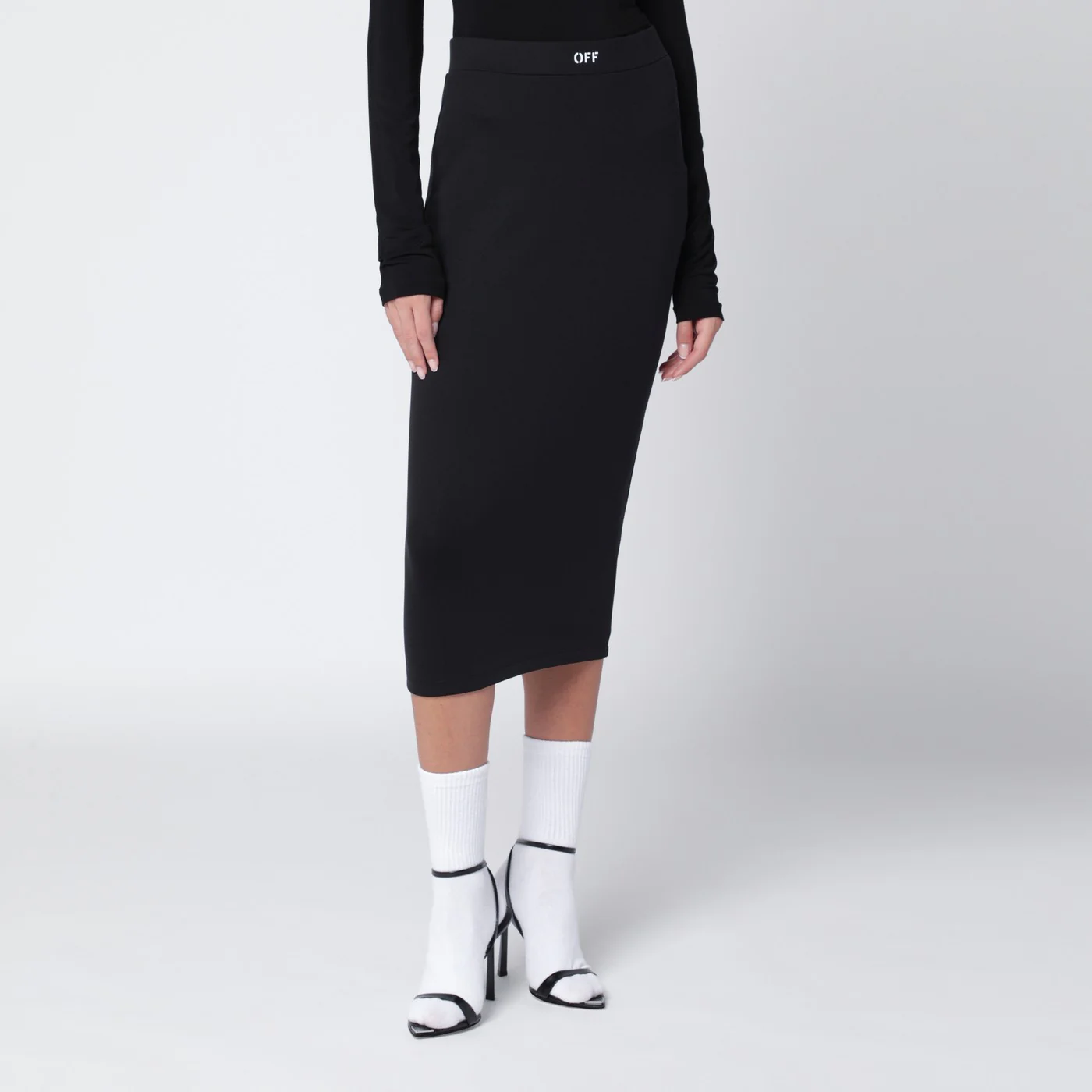 Off-White™ Black pencil skirt with OFF logo