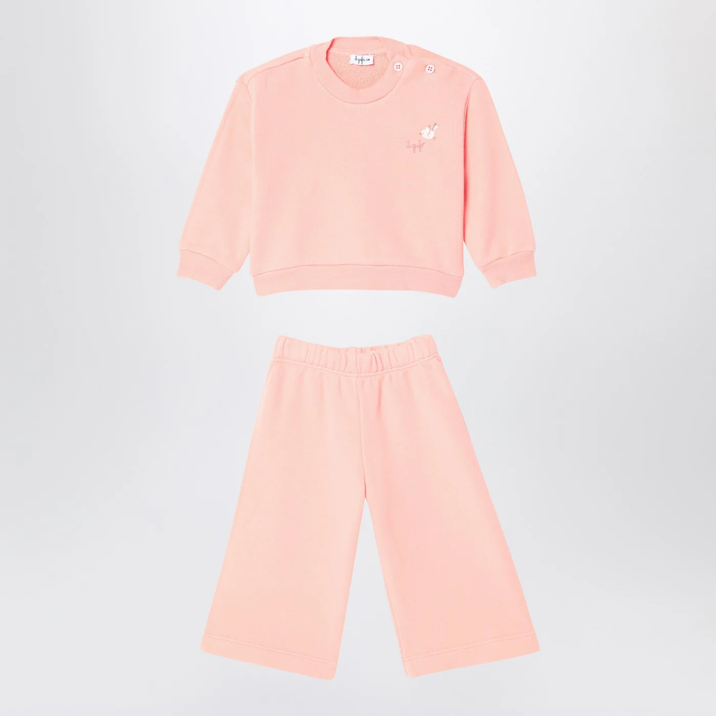 Il Gufo Apricot-coloured set in cotton fleece