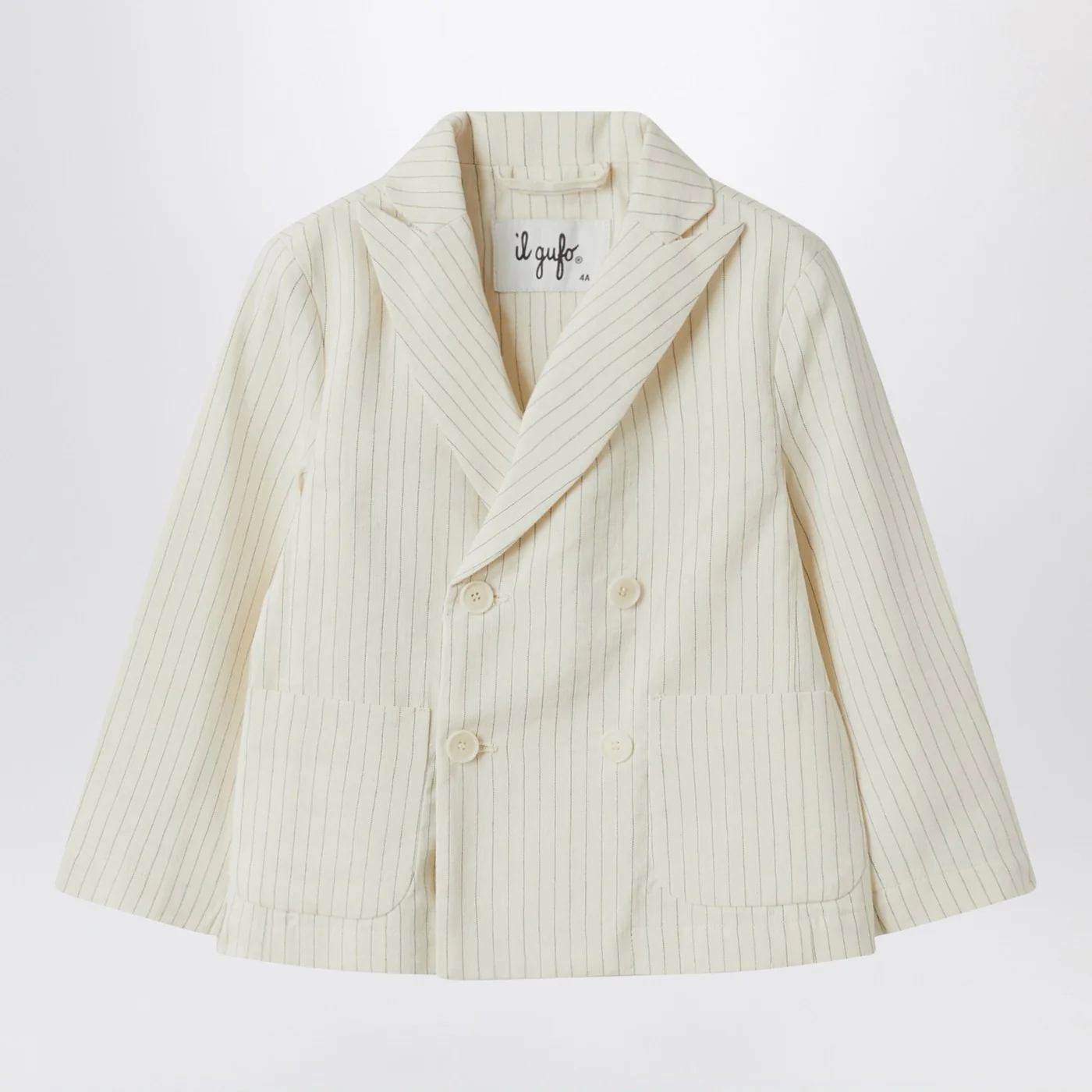 Il Gufo Double-breasted jacket in pinstriped cotton