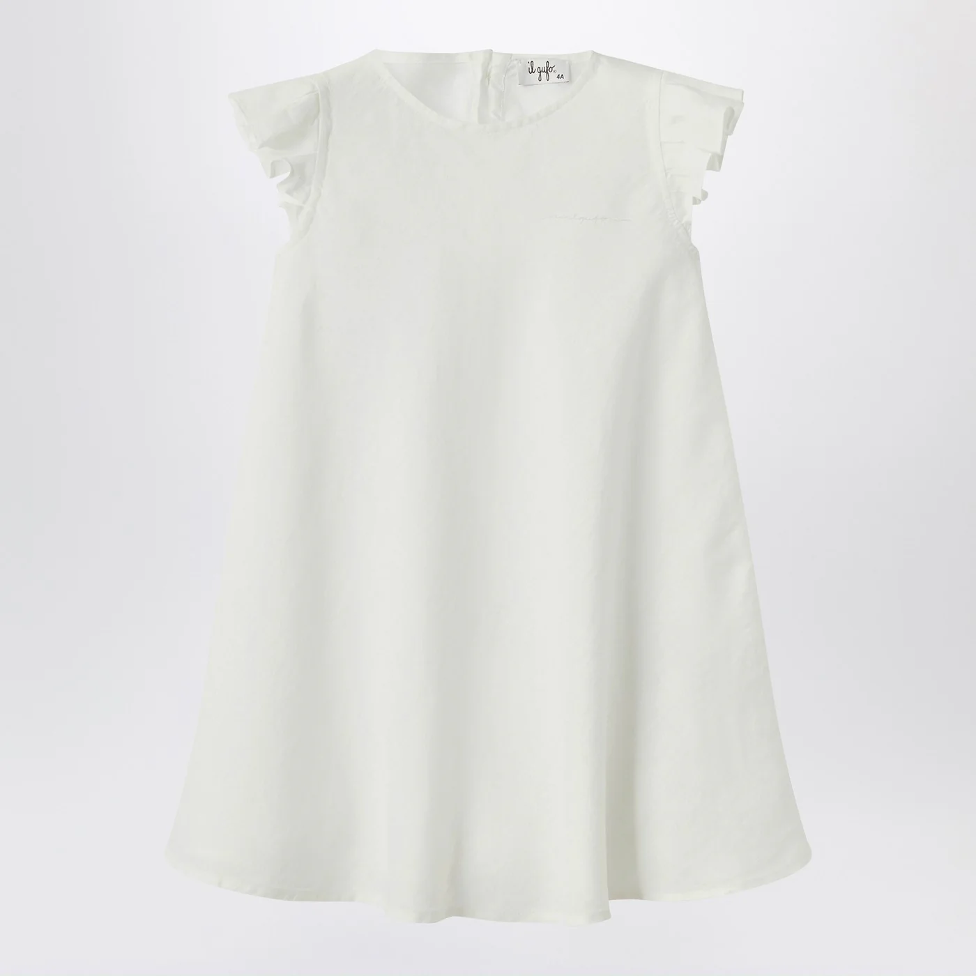 Il Gufo White linen dress with ruffles