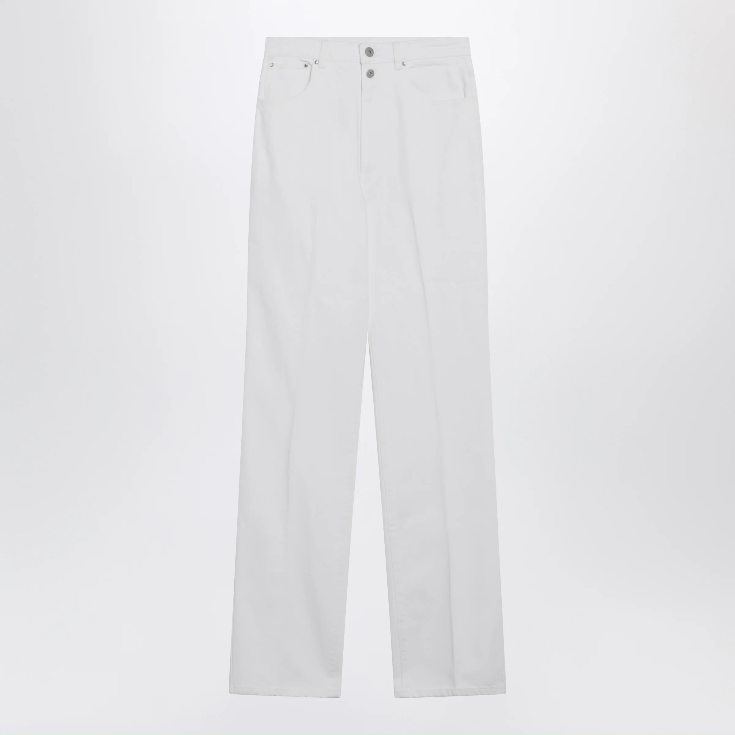 LEMAIRE High-waisted straight-leg jeans with belt in white denim