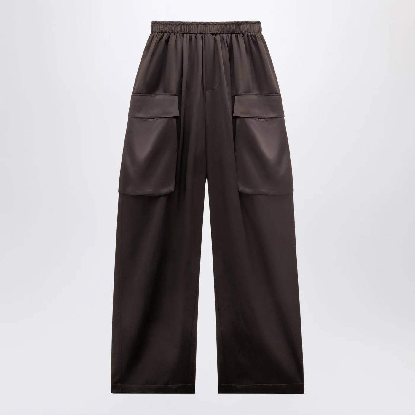 The Frankie Shop Dark brown Delny satin cargo trousers