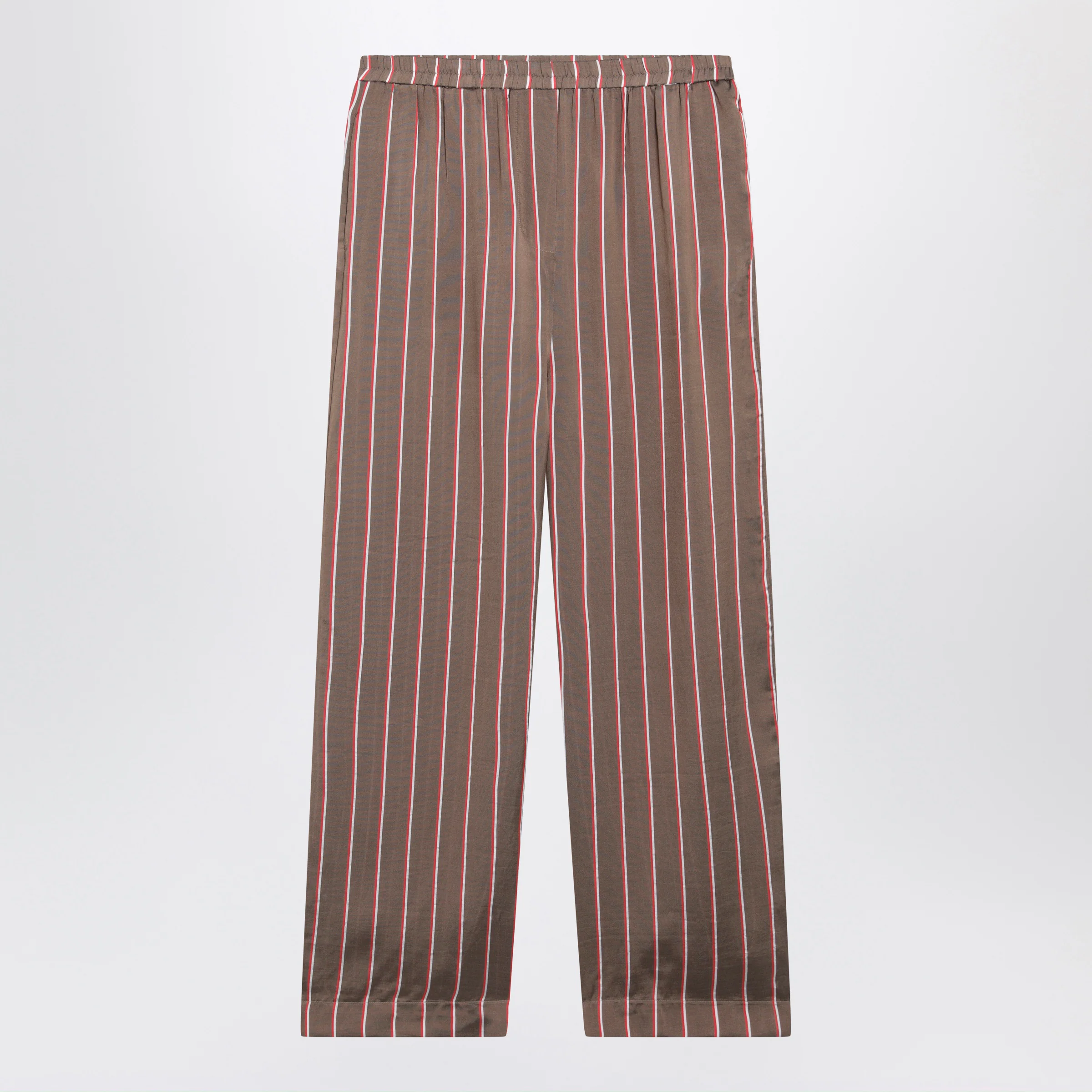 The Frankie Shop Brown striped viscose and silk shorts