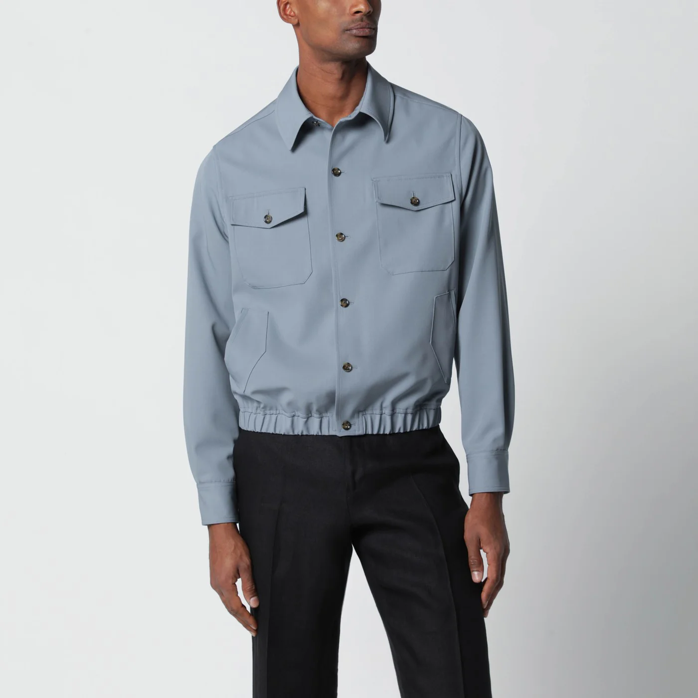 Lardini Grey wool shirt jacket