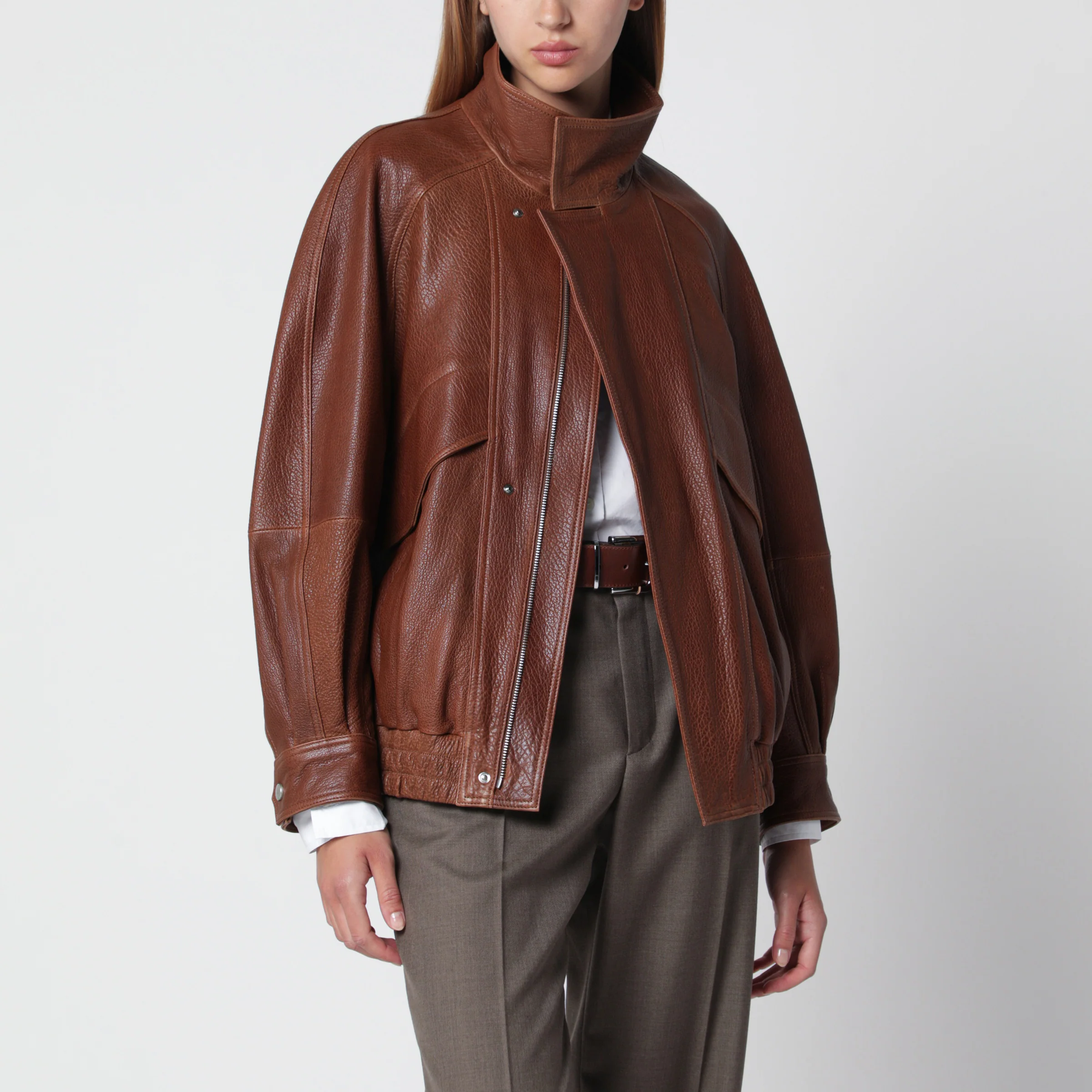 Nour Hammour Ariste terracotta leather jacket