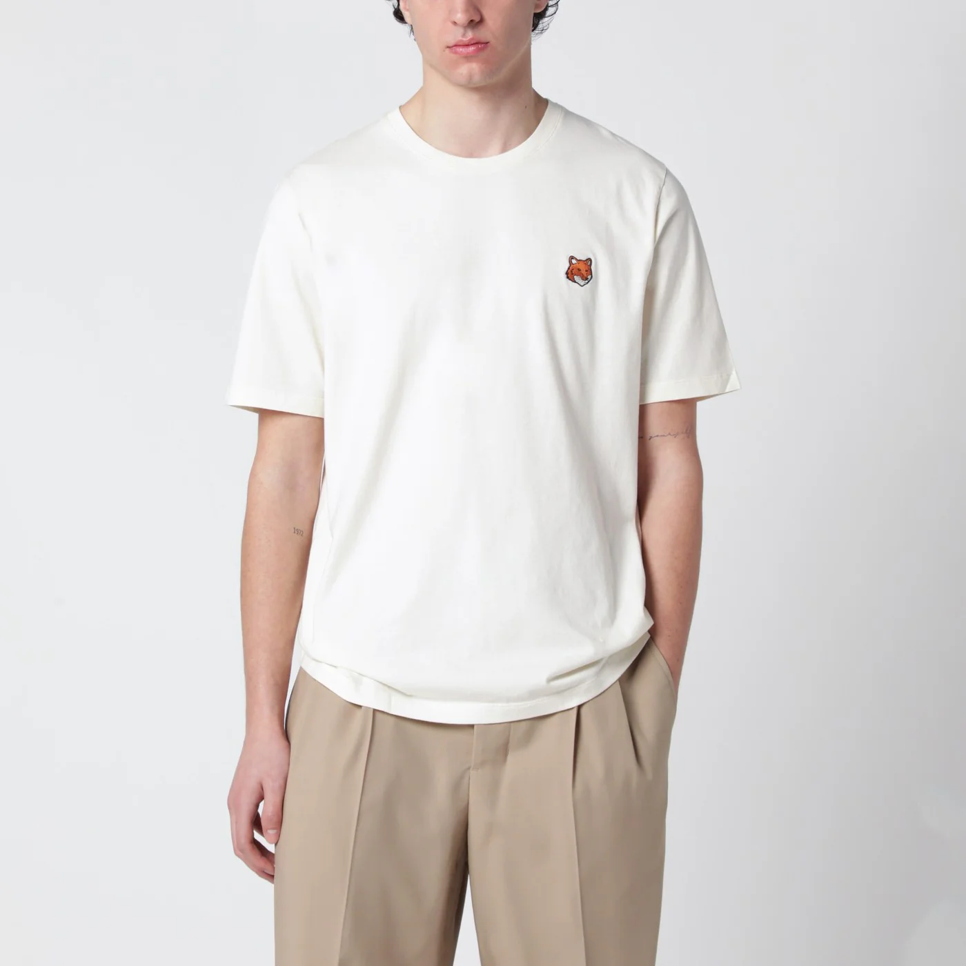 Maison Kitsuné Beige Fox Head Regular-Fit T-shirt