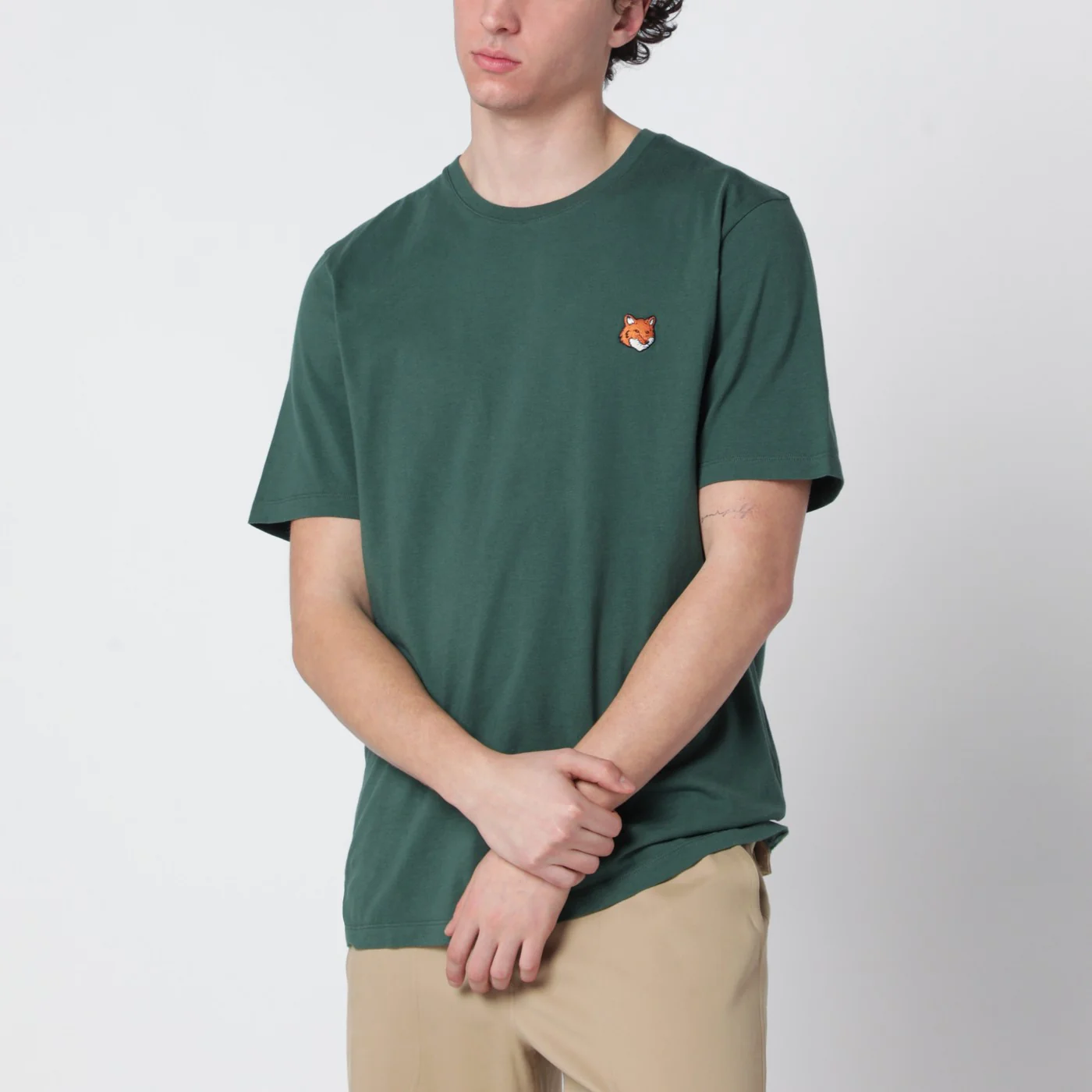 Maison Kitsuné Bottle green Fox Head Regular-Fit T-shirt