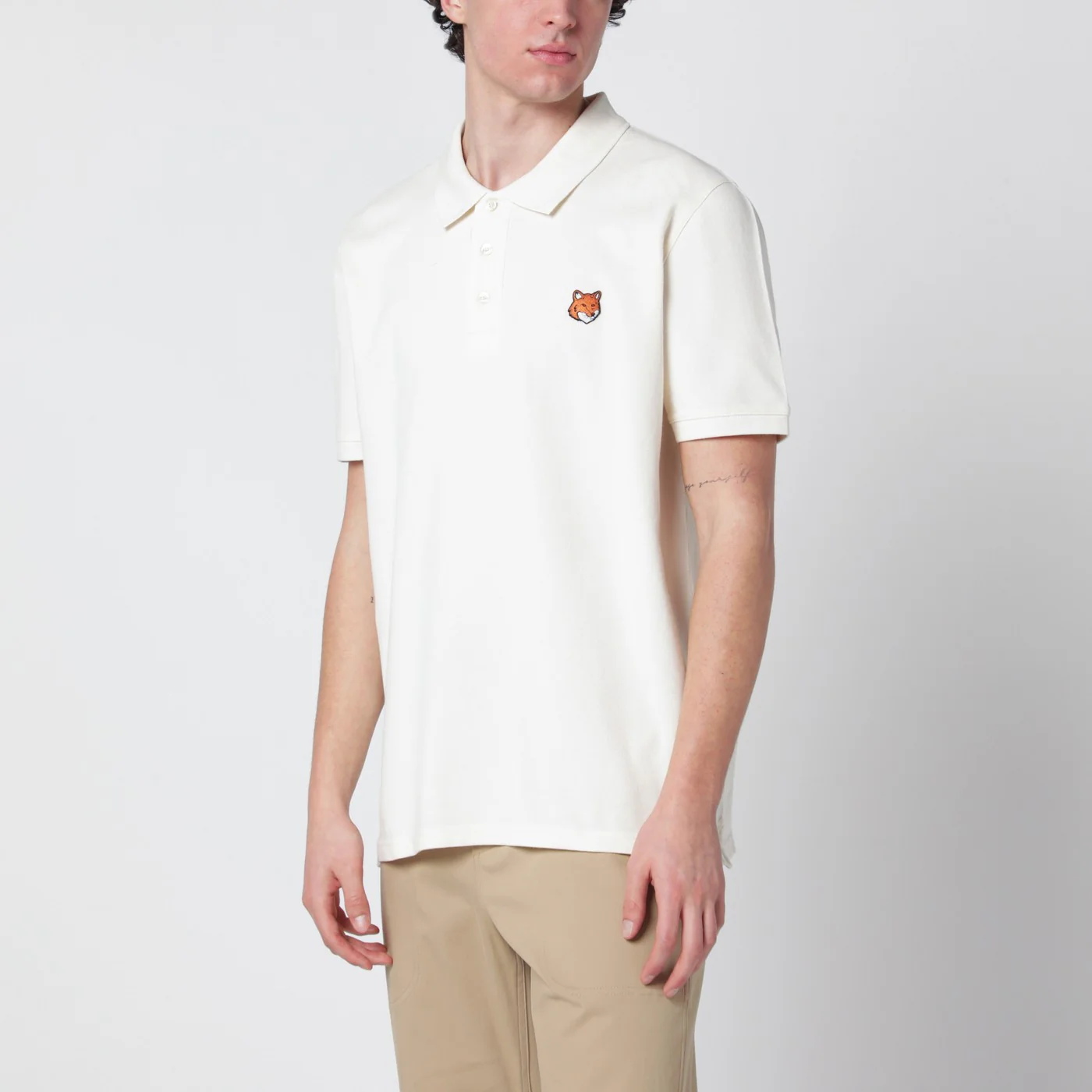 Maison Kitsuné Beige Fox Head Regular-Fit polo shirt